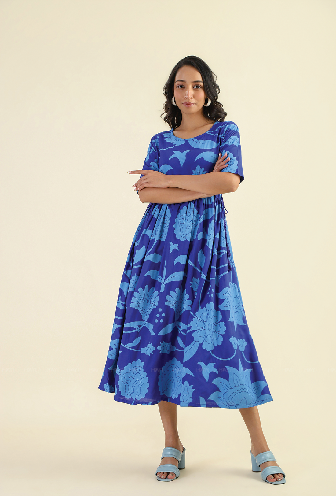 Indigo Drifit Viscose Printed Dress