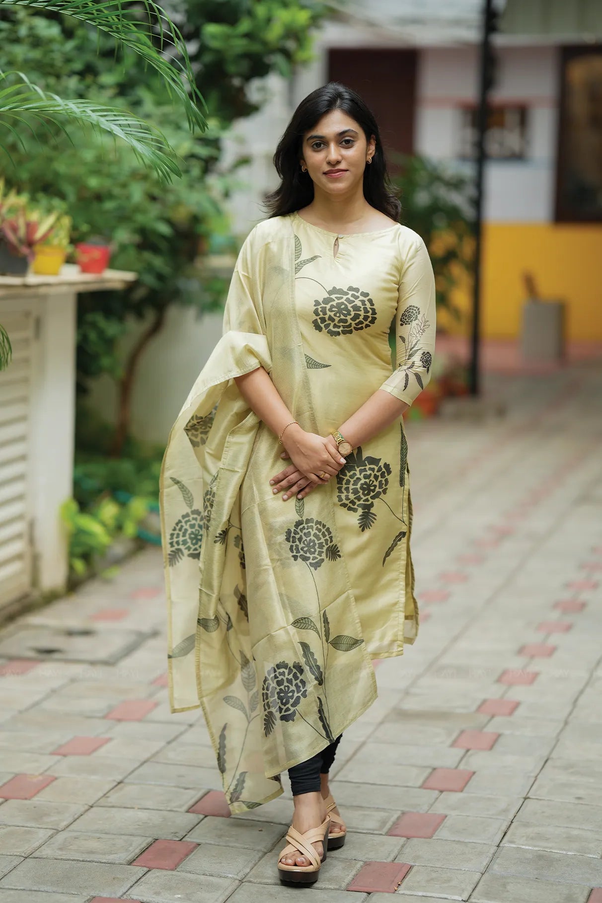 Yellow Pure Radiance 2 Piece printed Silk Blend Kurta with Dupatta