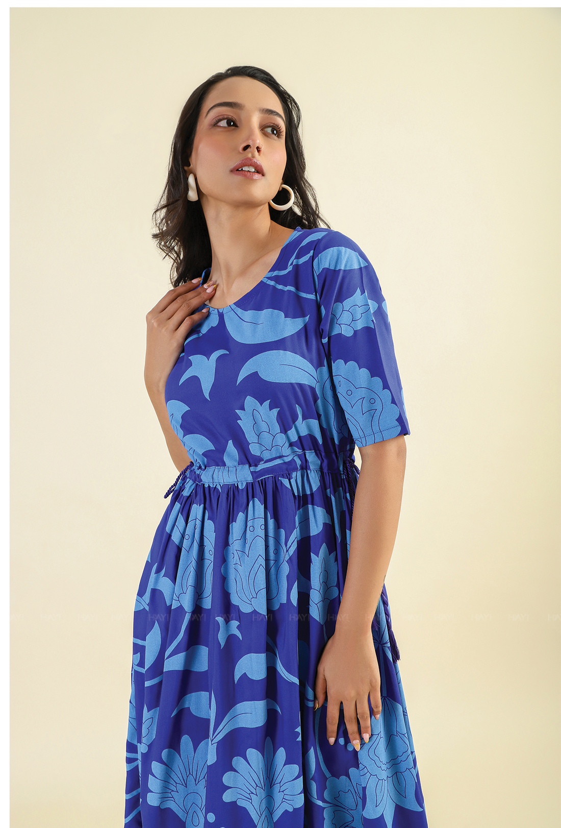 Indigo Drifit Viscose Printed Dress