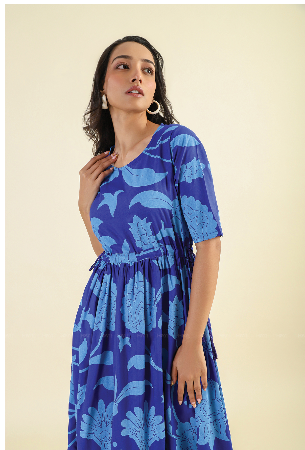 Indigo Drifit Viscose Printed Dress