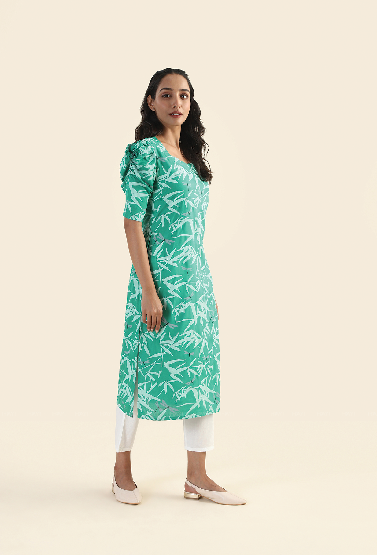 Misty Green Viscose Printed Kurta