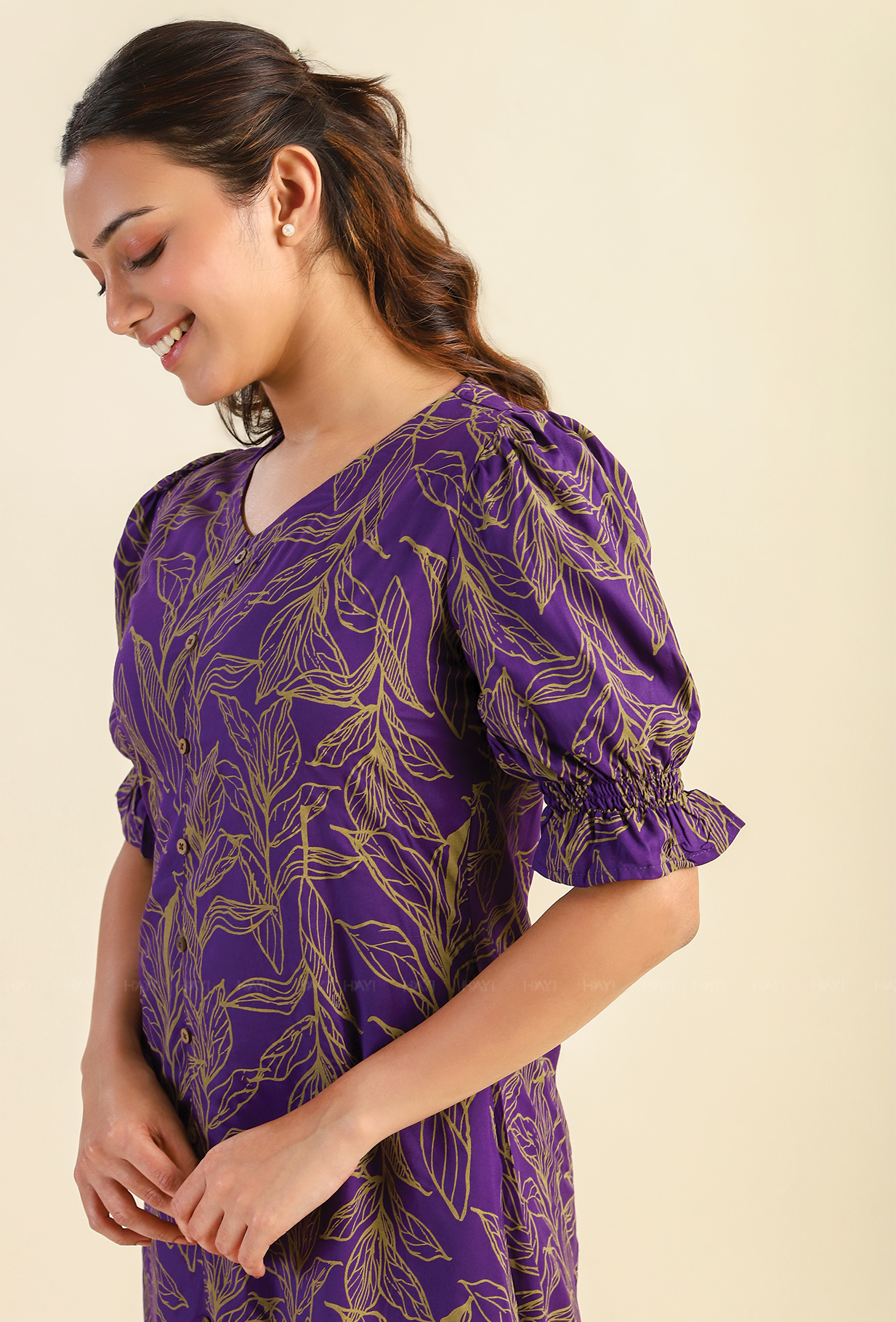 Purple Mystic Flutter Viscose Printed Dress