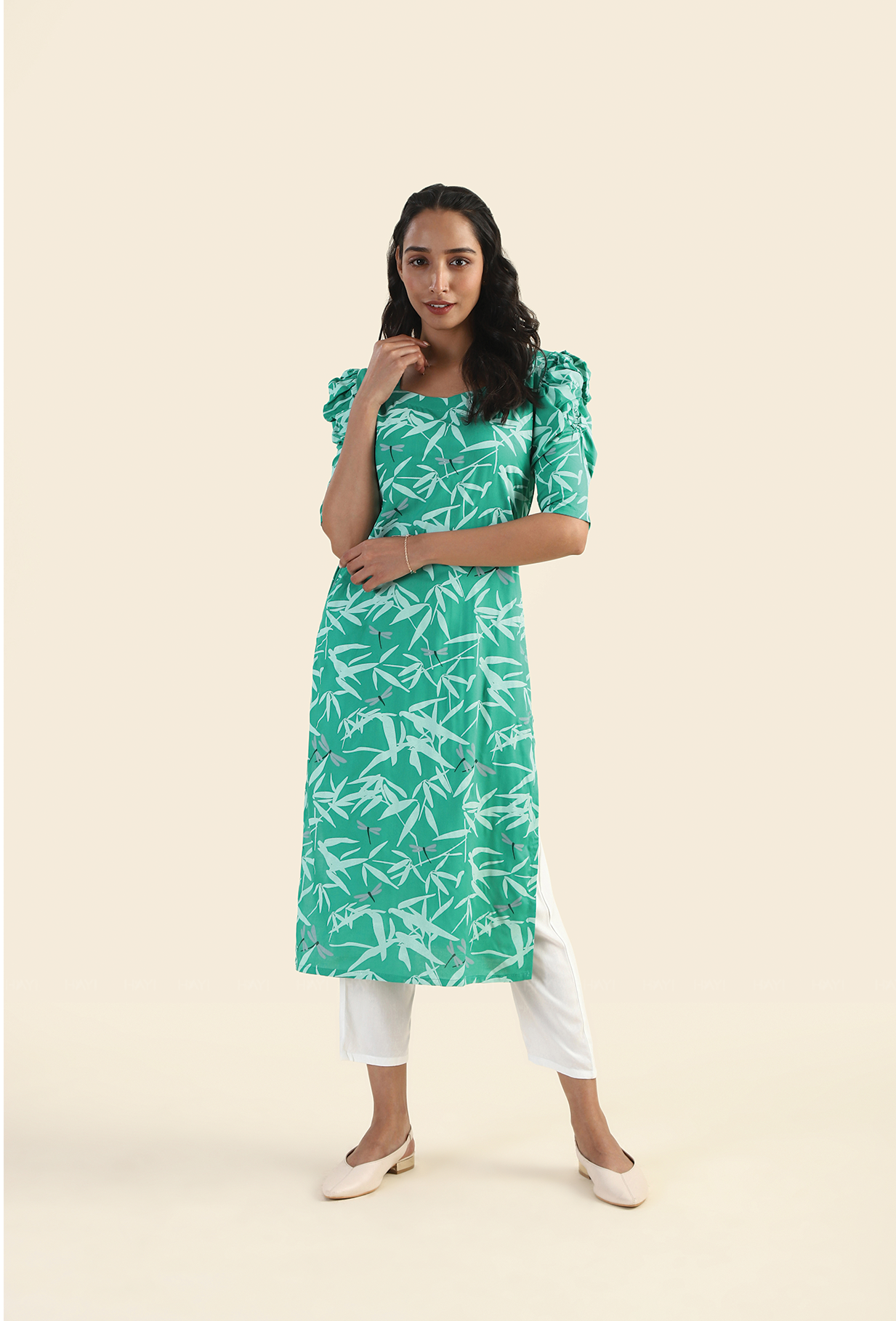 Misty Green Viscose Printed Kurta