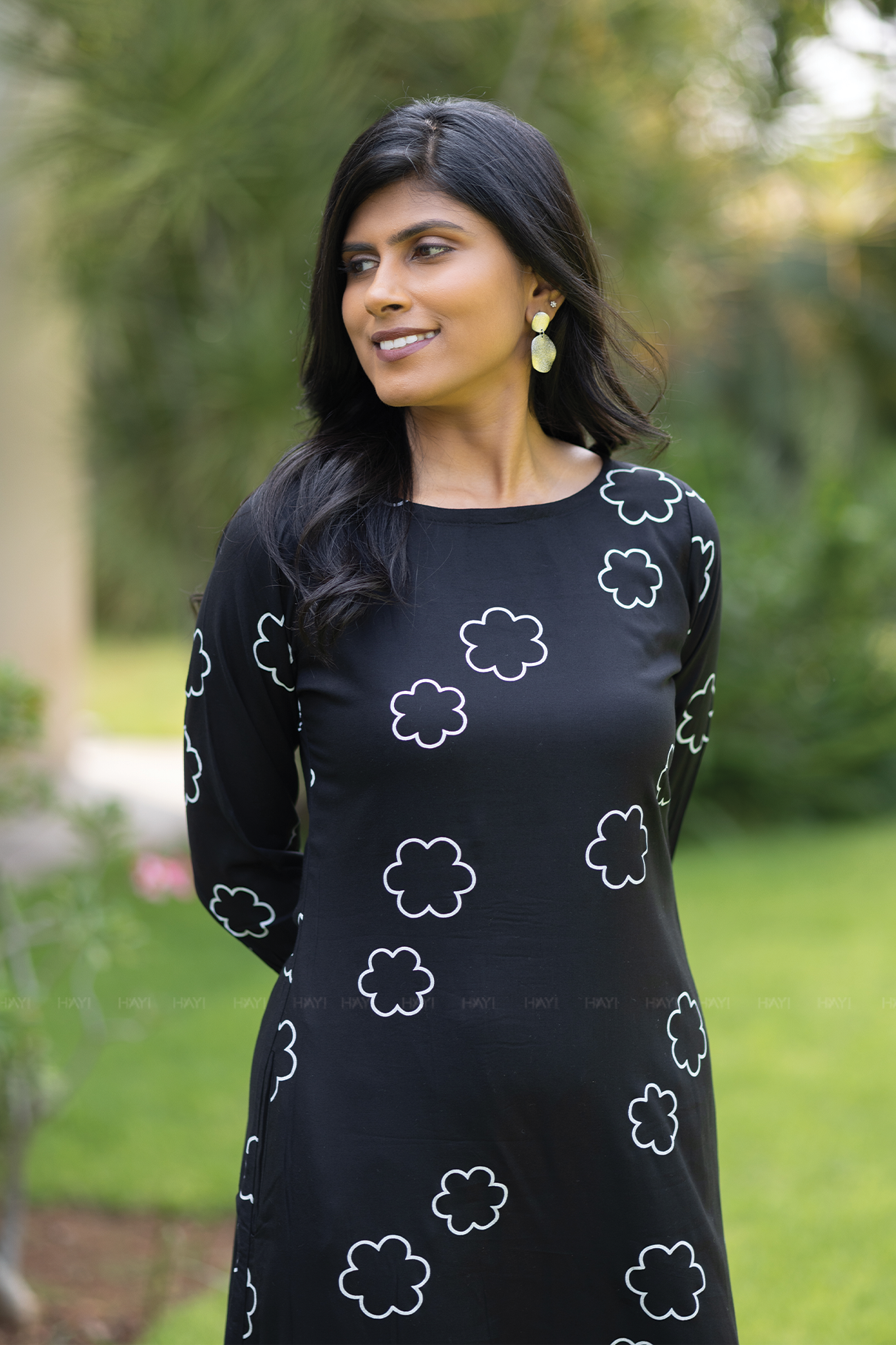 Lunar Whisper Black Co-ord with Boat neck & 3/4th sleeves