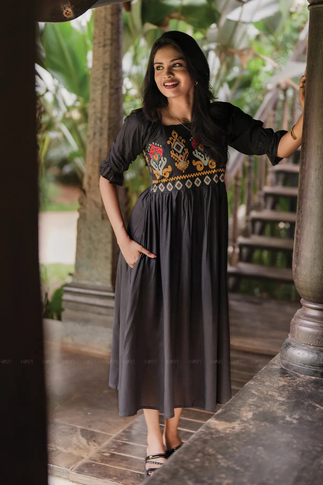 Boho Tangle Viscose Printed Elegant Maxi Dress