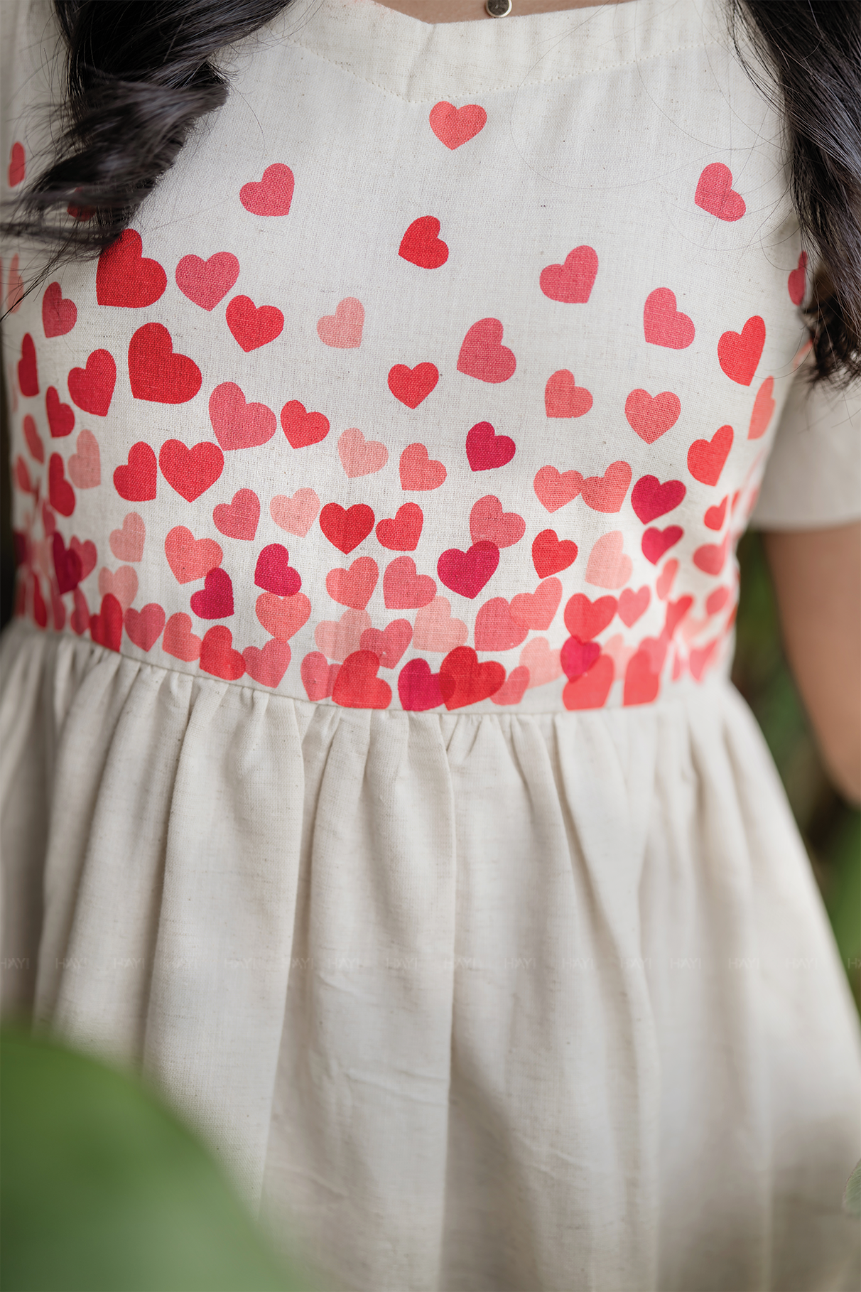 Heart Dale Off White Cottonflex Umbrella Outfit with Puff Sleeve