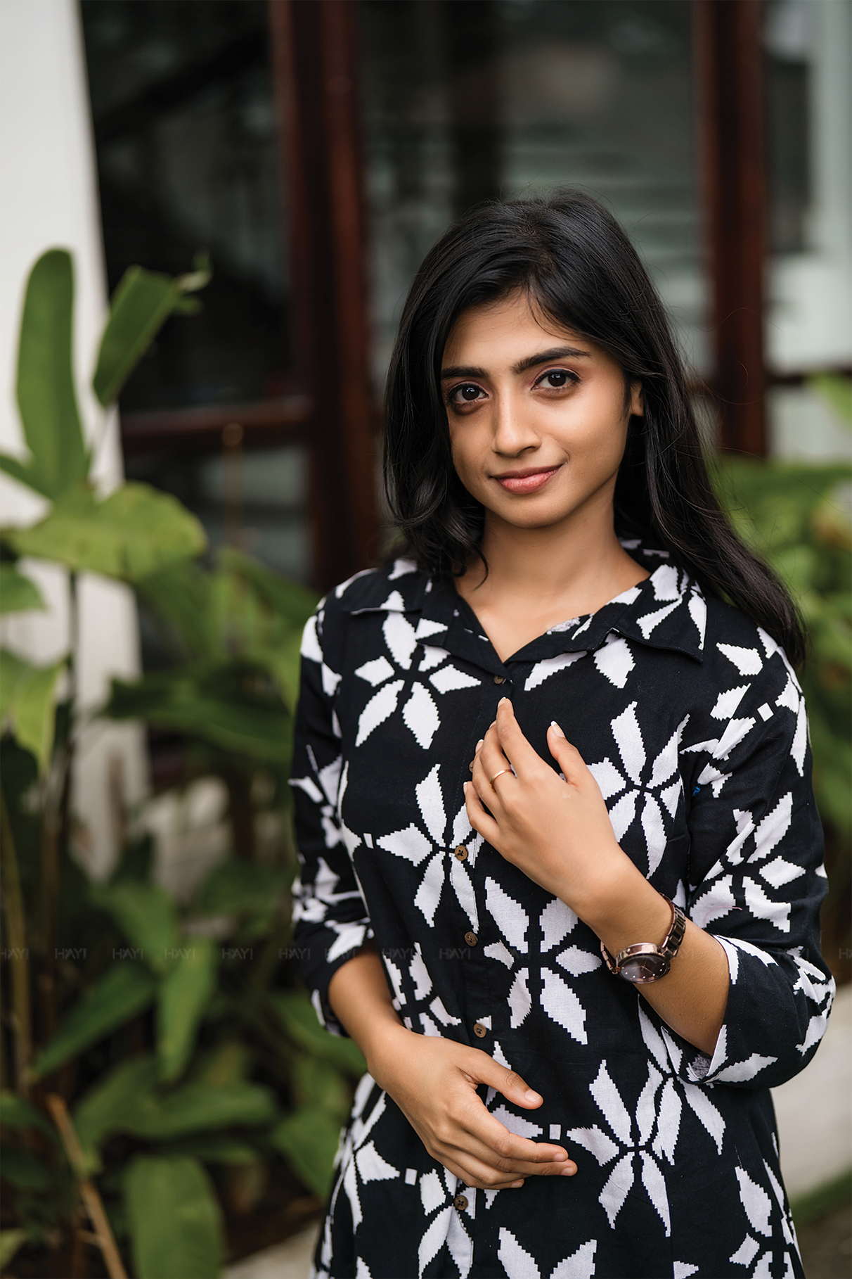 Charcoal Charm Black Cotton Flex Co-ord with Shirt Collar & Elbow sleeves