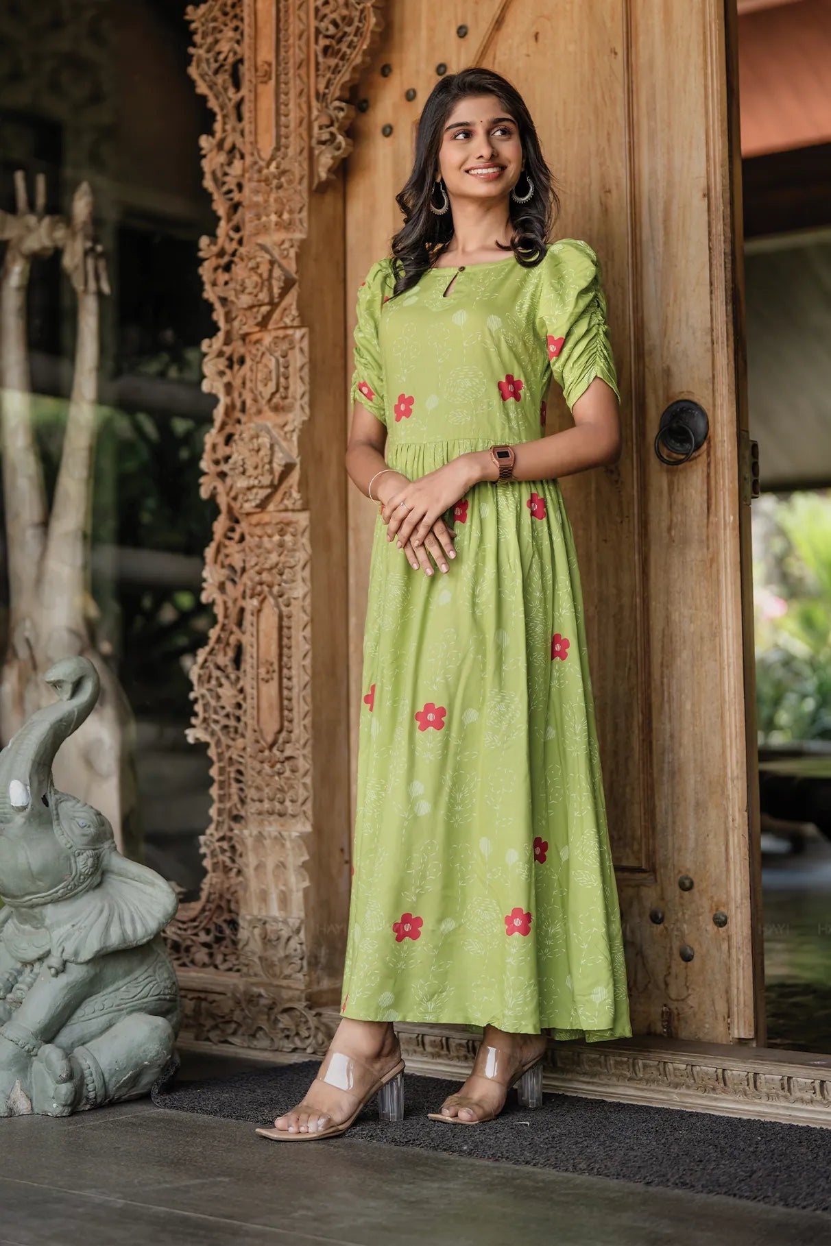 Green Meadow Viscose Printed Breeze Dress