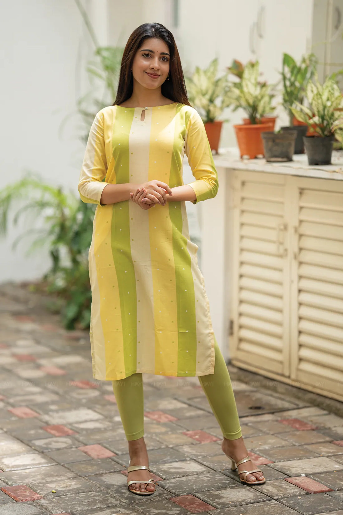 Lime Muse Green Printed Viscose Kurta