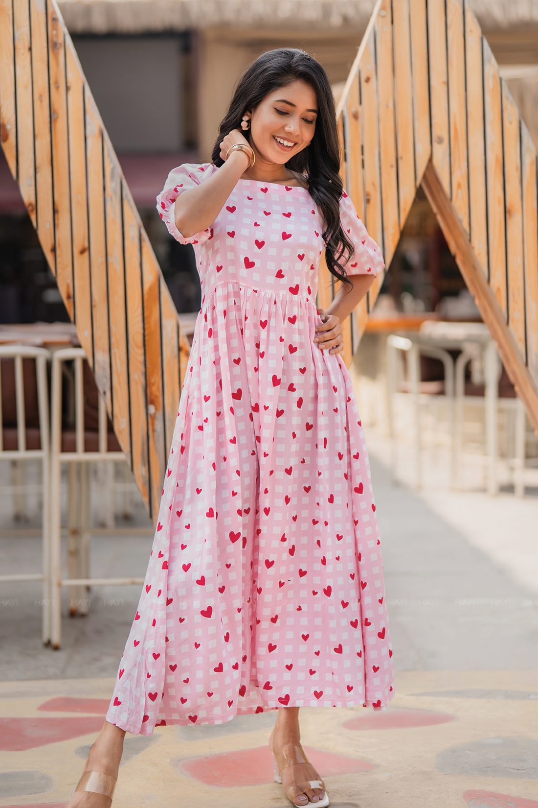 Heartnote Lay Off-White Viscose Dress with Square Neck