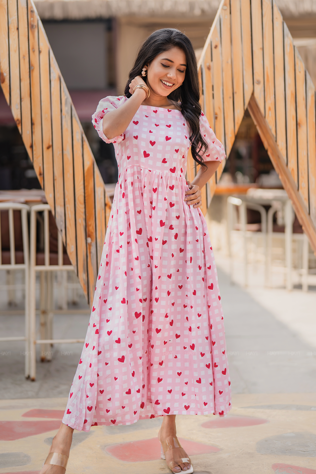 Heartnote Lay Off-White Viscose Dress with Square Neck