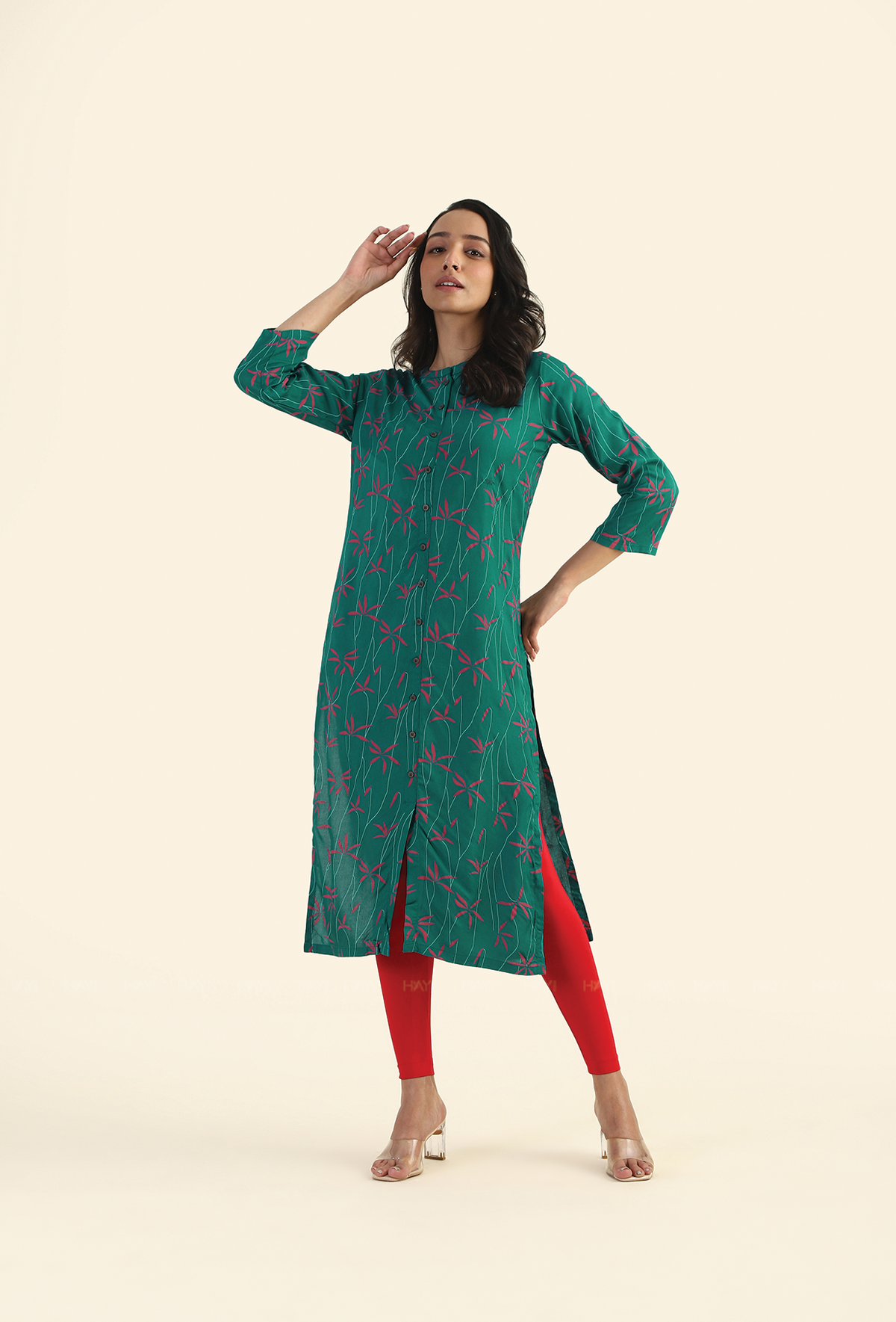 Rich Green Amethyst Sky Viscose Printed Kurta