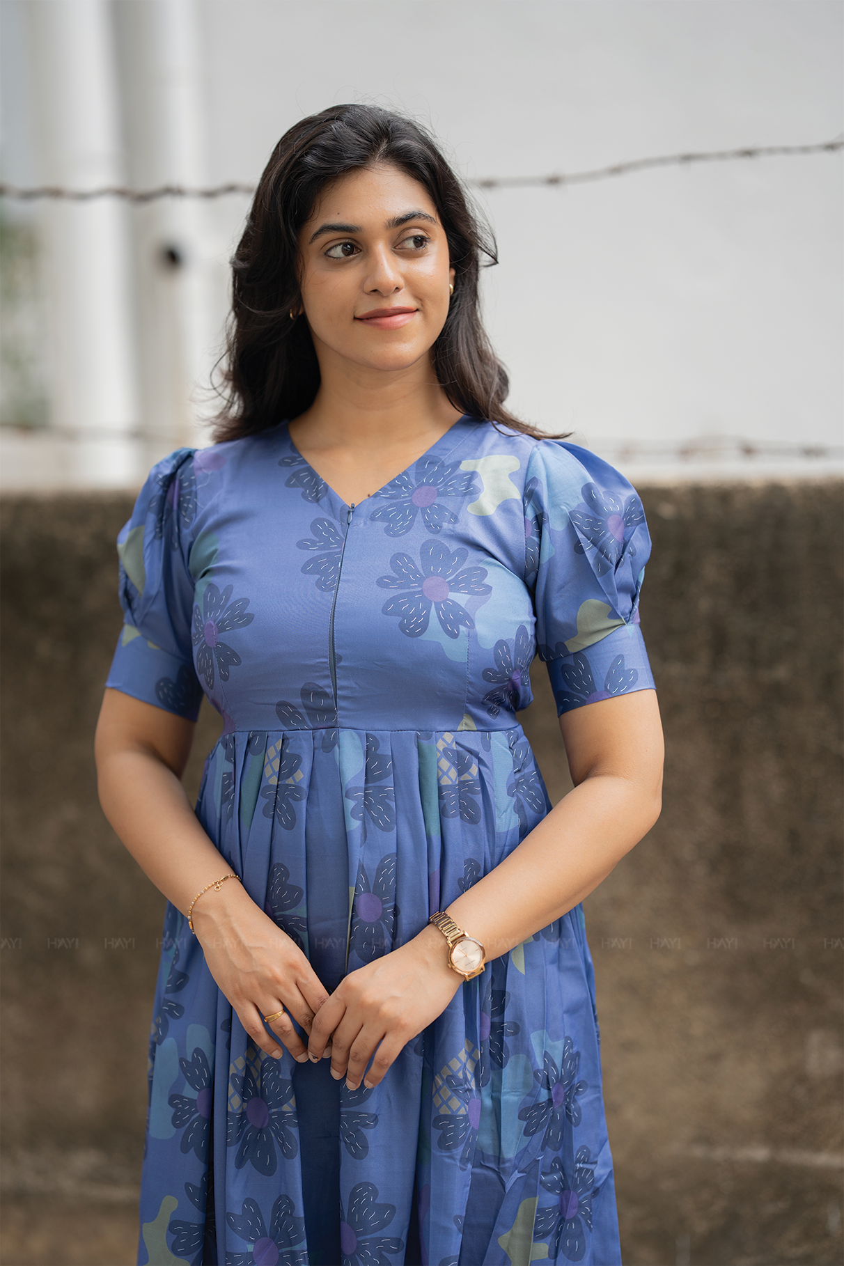 Skyshade Floral Blue printed Maternity and Feeding Maxi Outfit