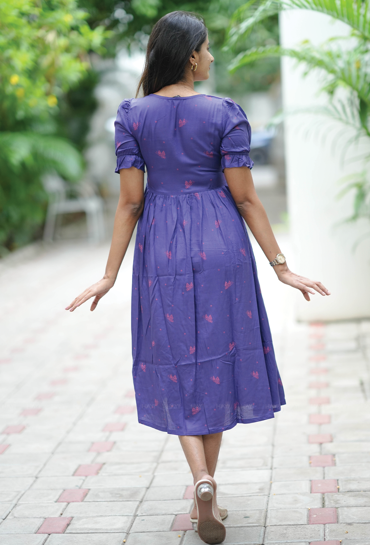 Vintage Wingcraft Violet Printed Maternity and Feeding dress