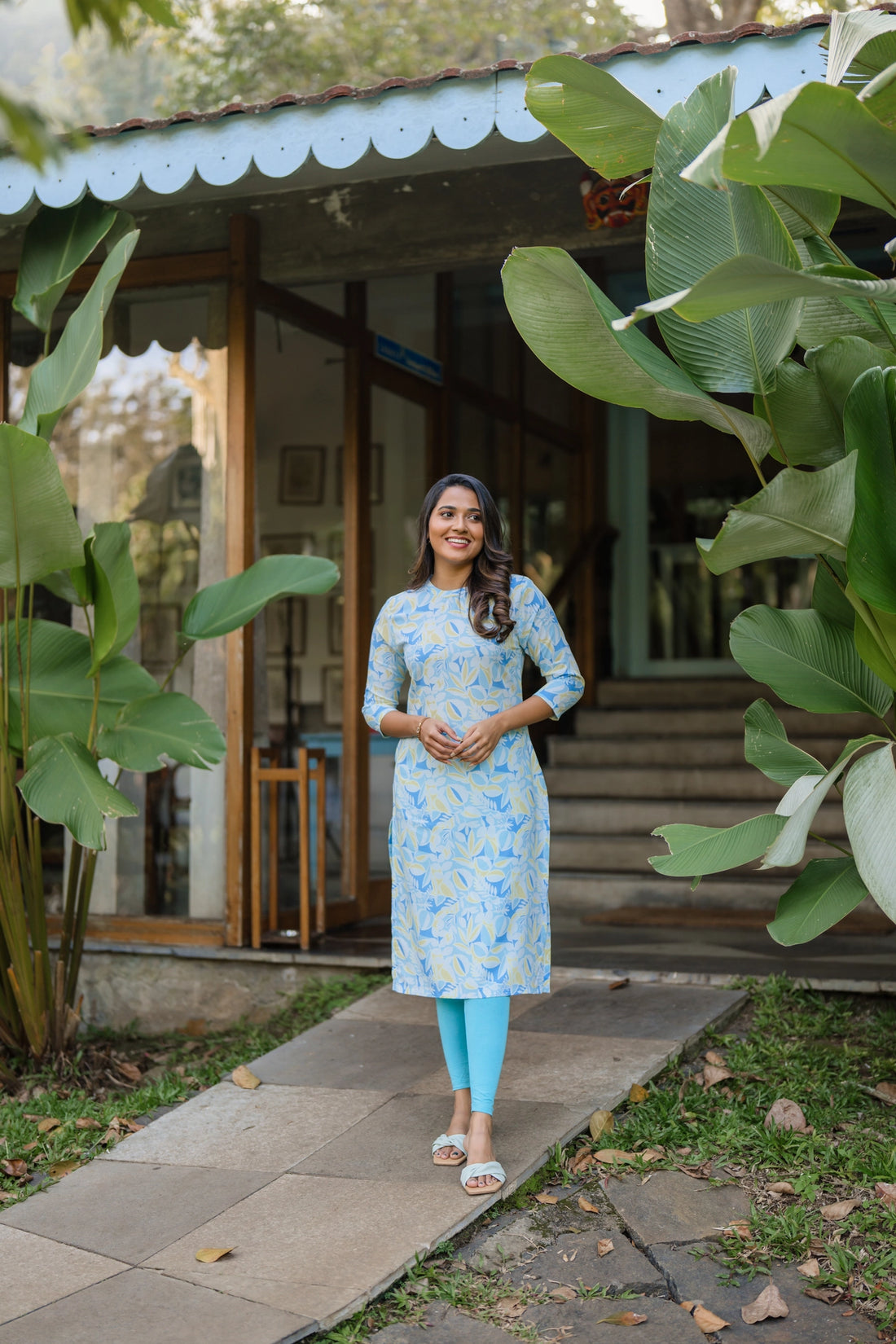 Blue Oceanic Grace Viscose Printed Kurta