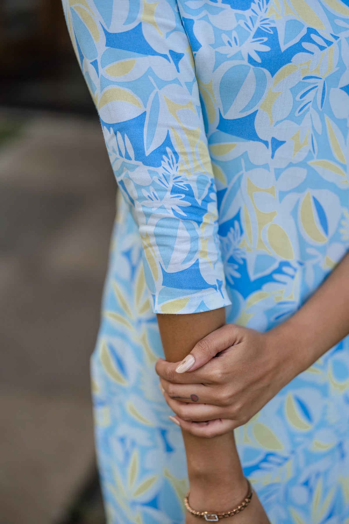 Blue Oceanic Grace Viscose Printed Kurta