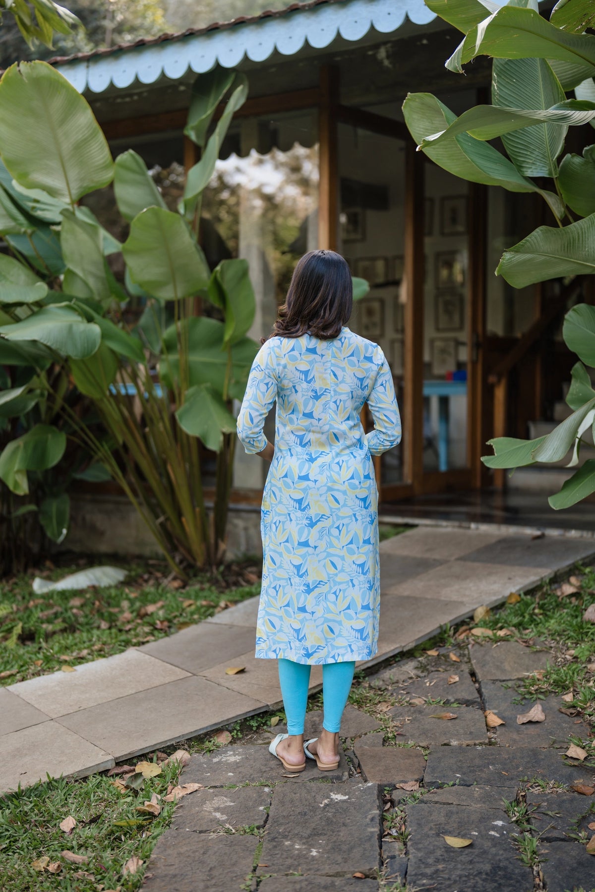 Blue Oceanic Grace Viscose Printed Kurta