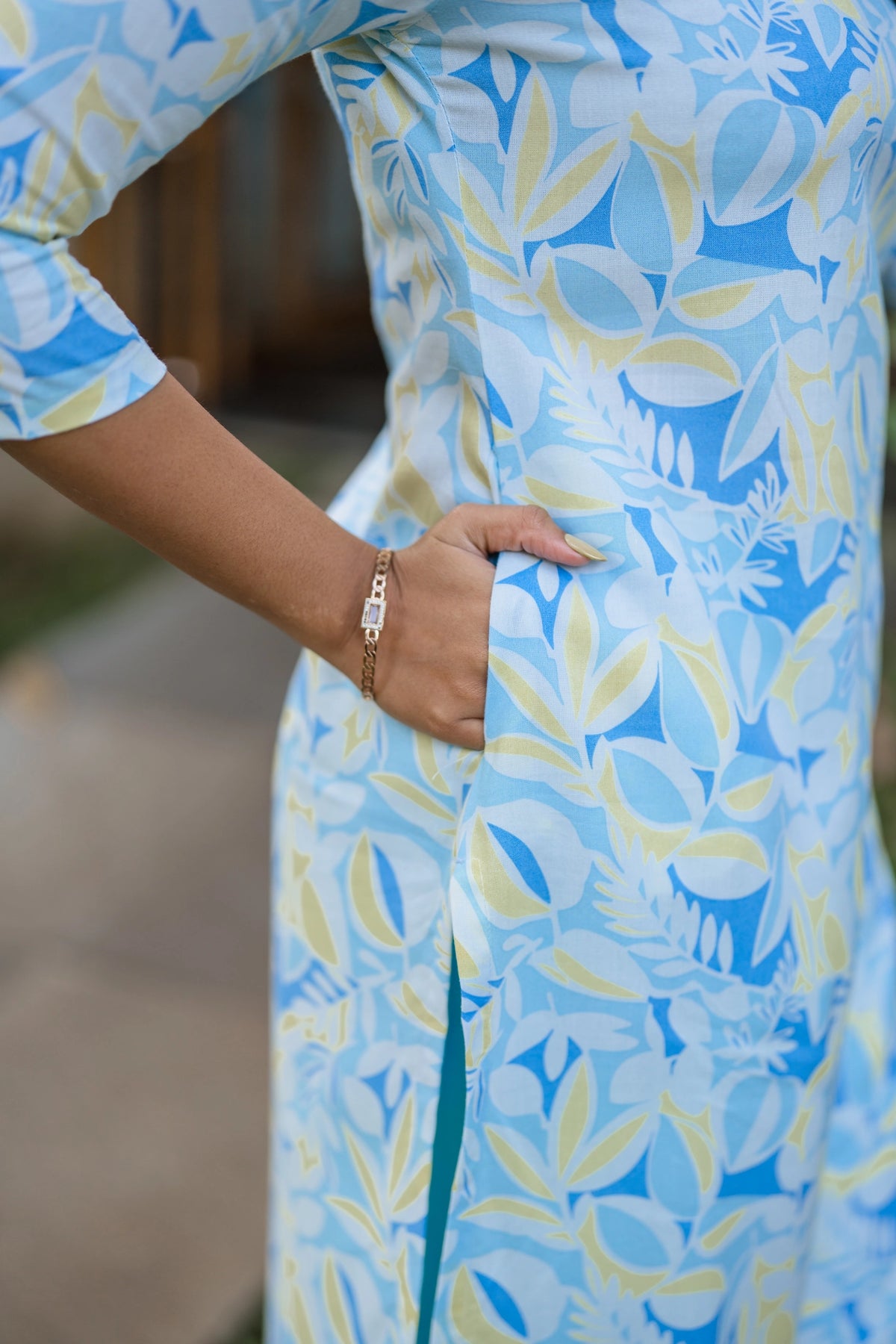 Blue Oceanic Grace Viscose Printed Kurta