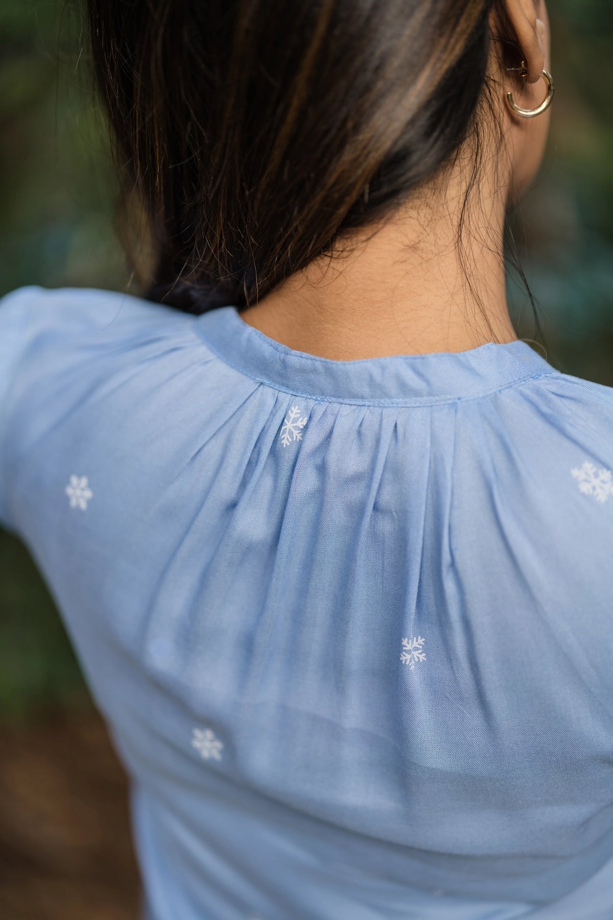 Pastel Blue Snowflakes Viscose Printed Kurta