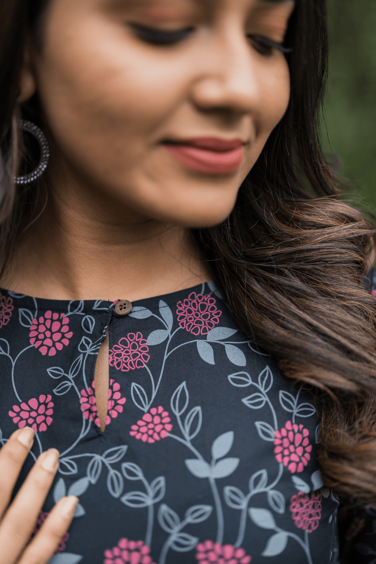 Black Blush Viscose Printed Kurta