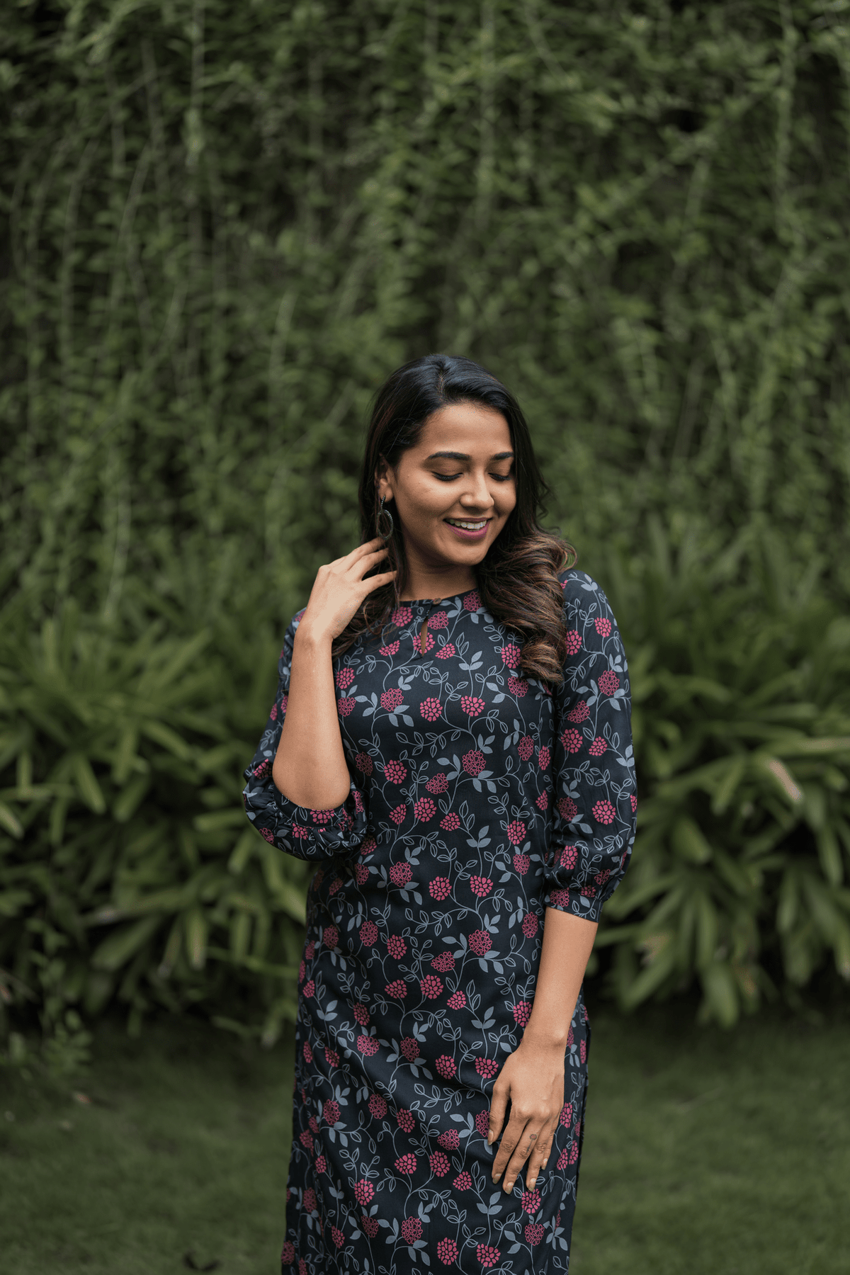 Black Blush Viscose Printed Kurta