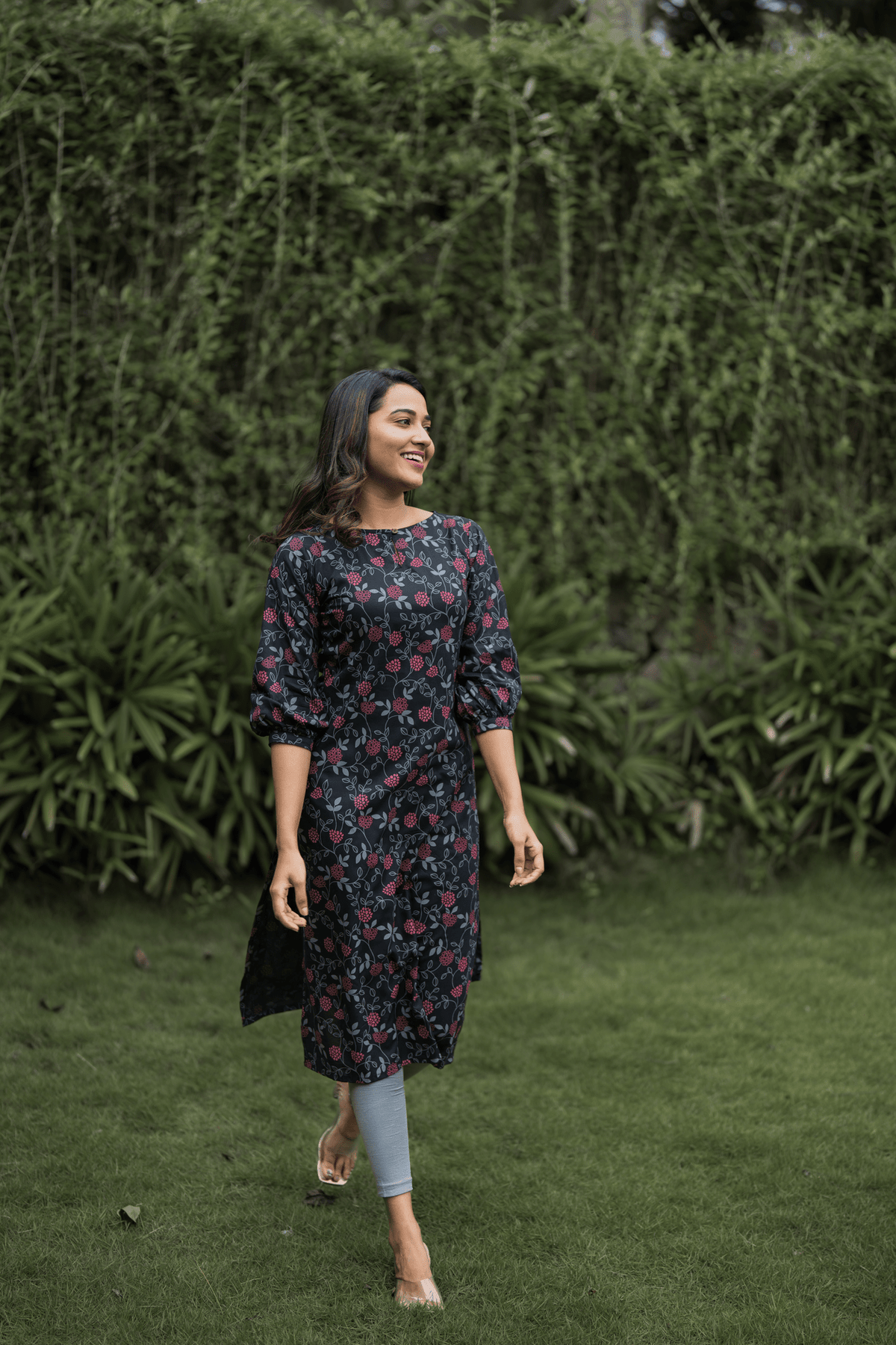 Black Blush Viscose Printed Kurta