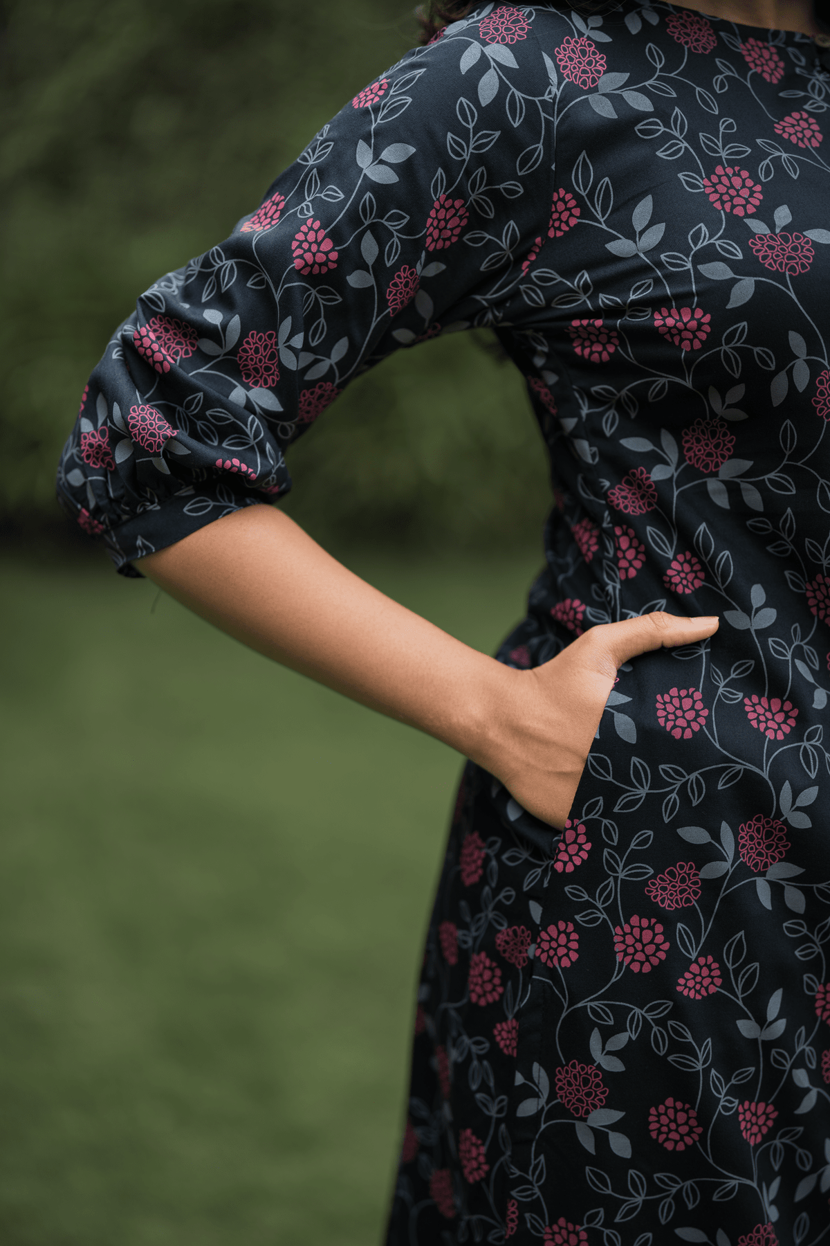 Black Blush Viscose Printed Kurta