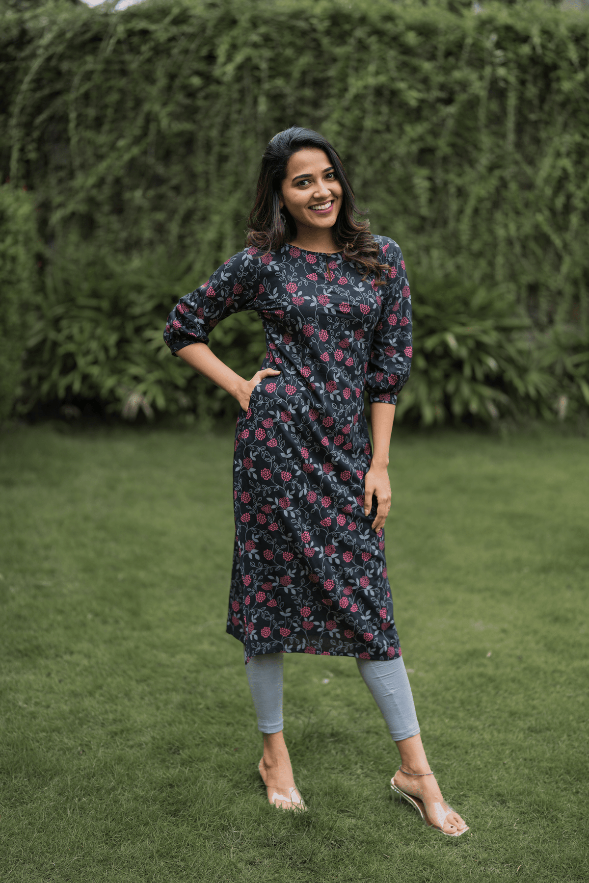 Black Blush Viscose Printed Kurta