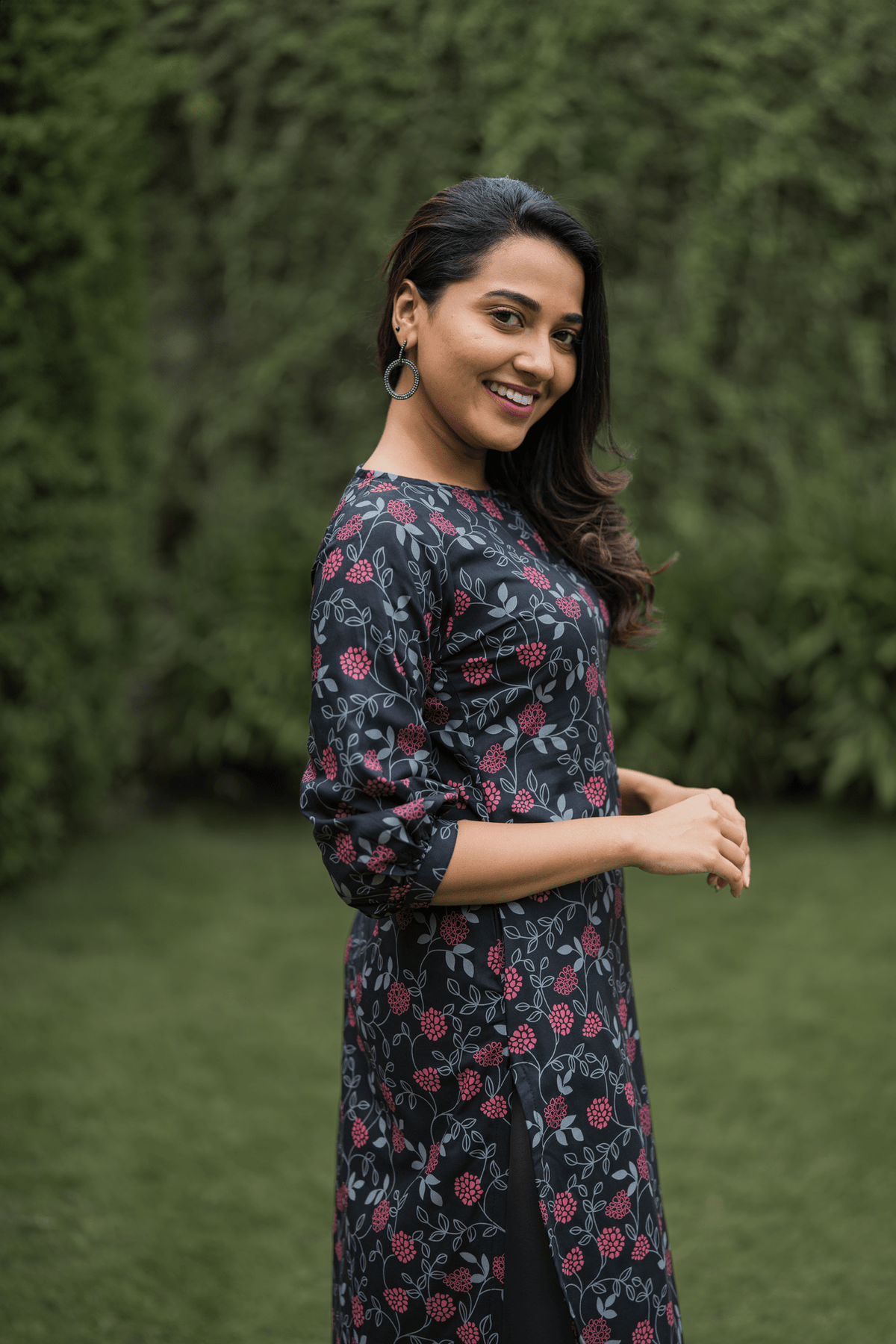 Black Blush Viscose Printed Kurta
