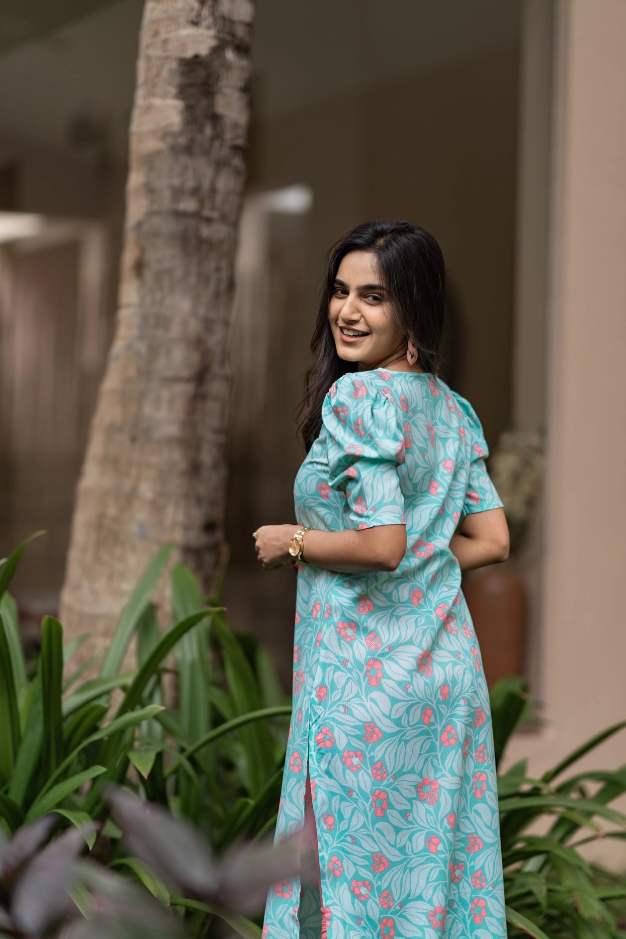 Subtle Blue Outblooms Viscose Printed Kurta