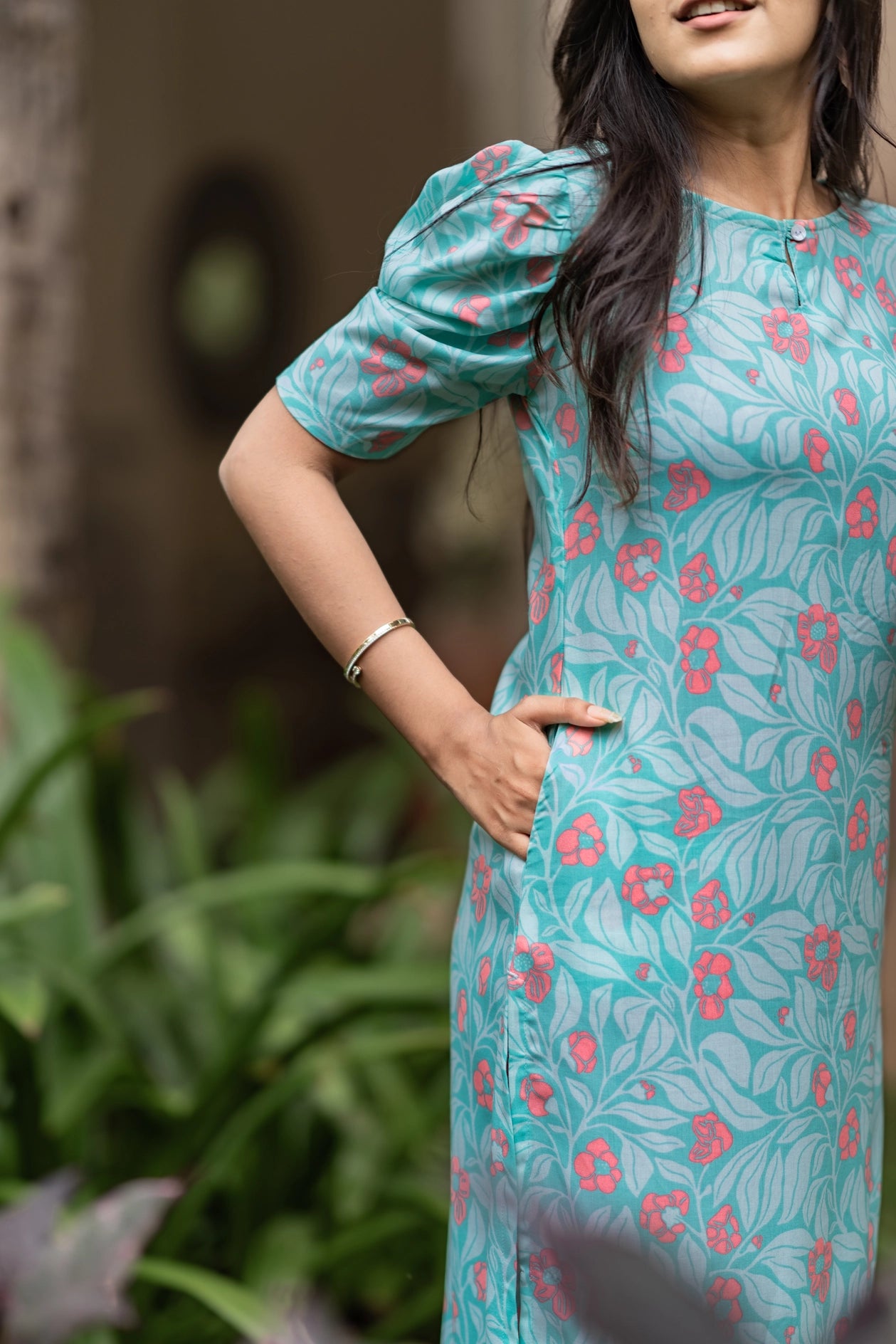 Subtle Blue Outblooms Viscose Printed Kurta