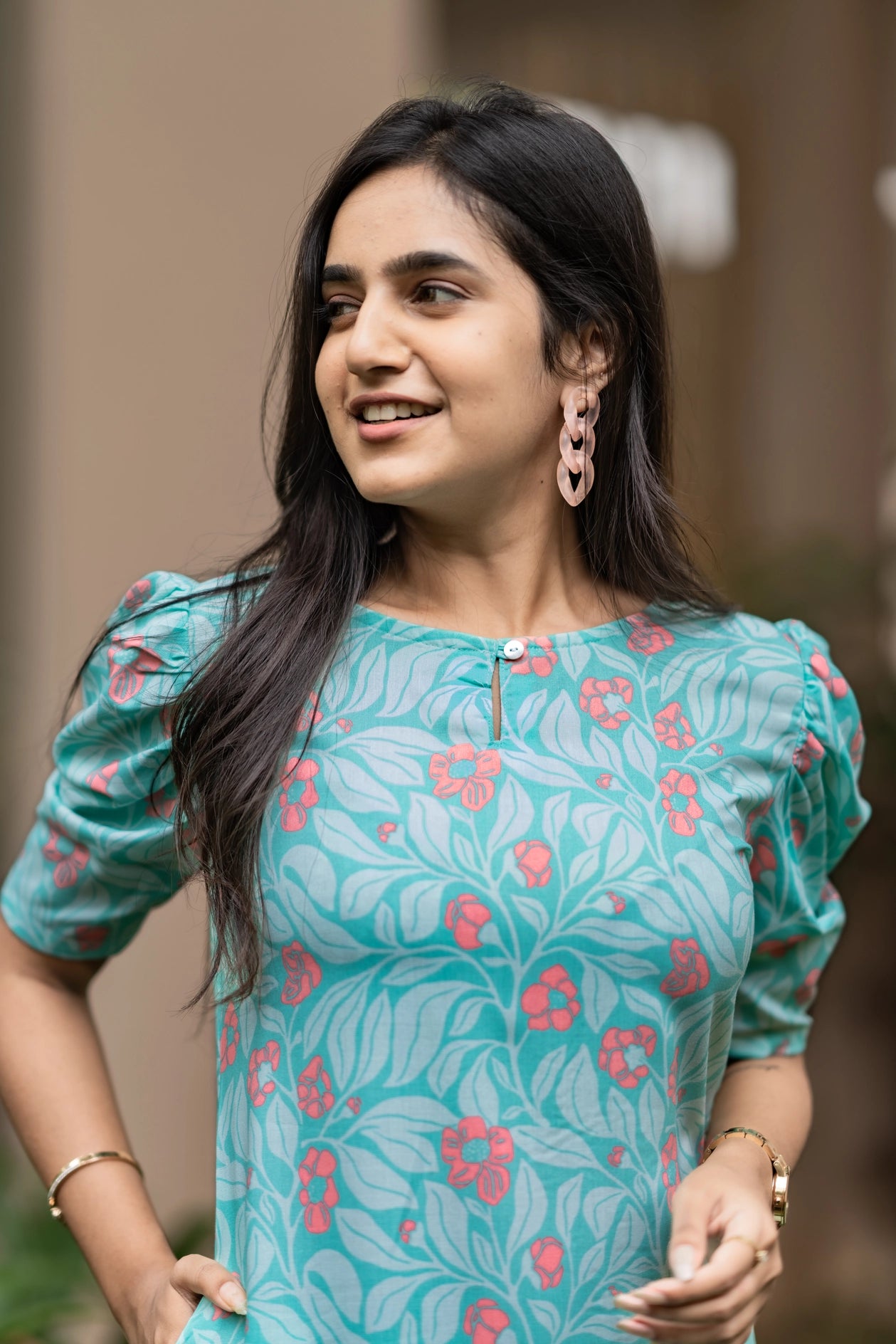 Subtle Blue Outblooms Viscose Printed Kurta