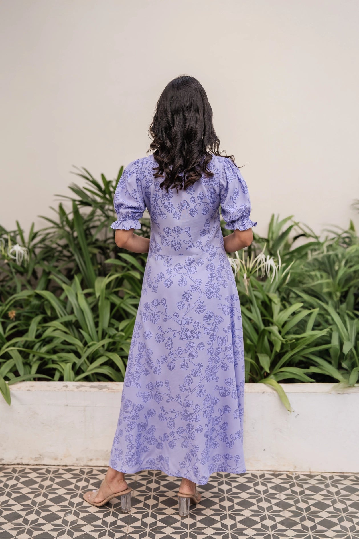 Soft Lilac Viscose Printed Dress