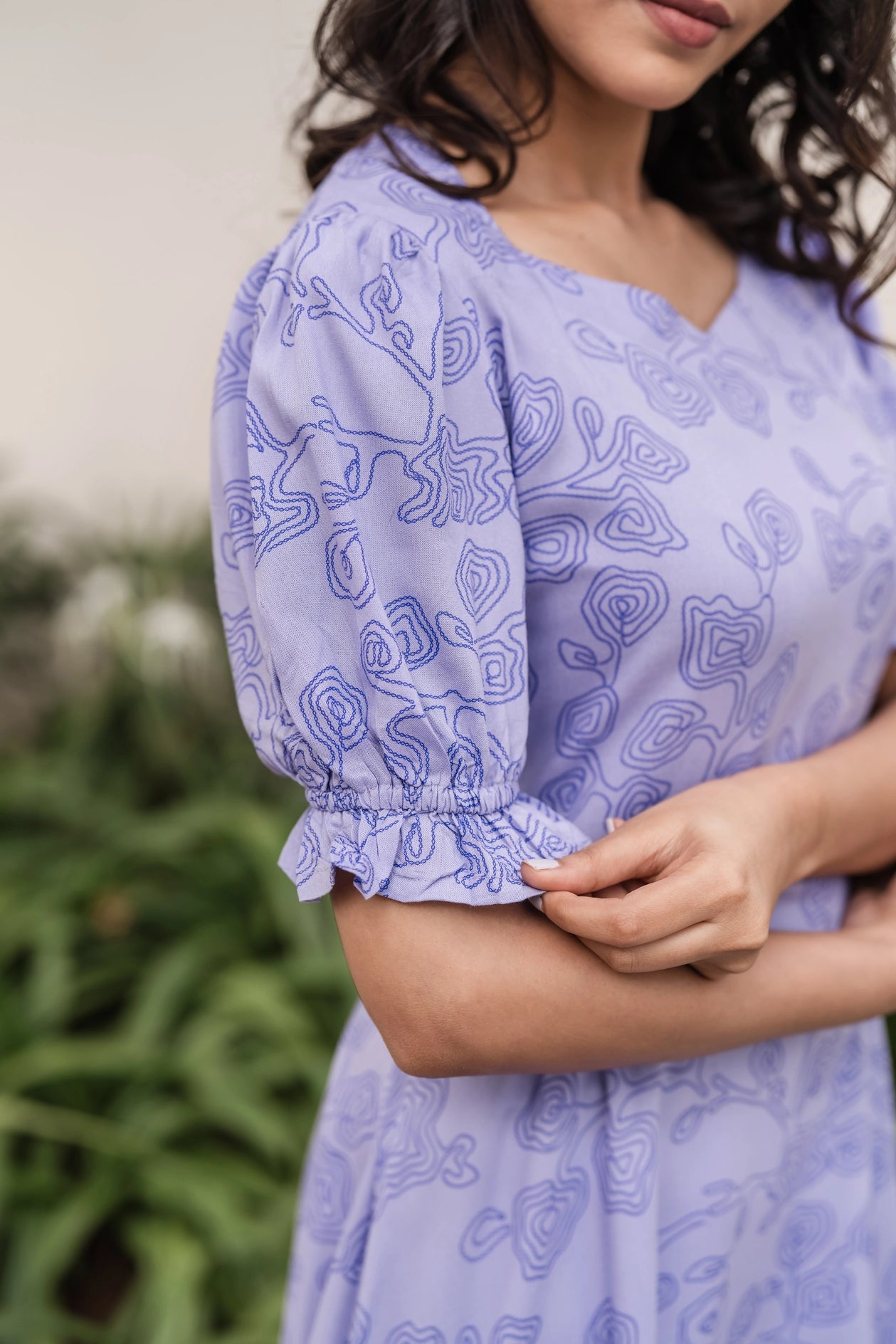 Soft Lilac Viscose Printed Dress