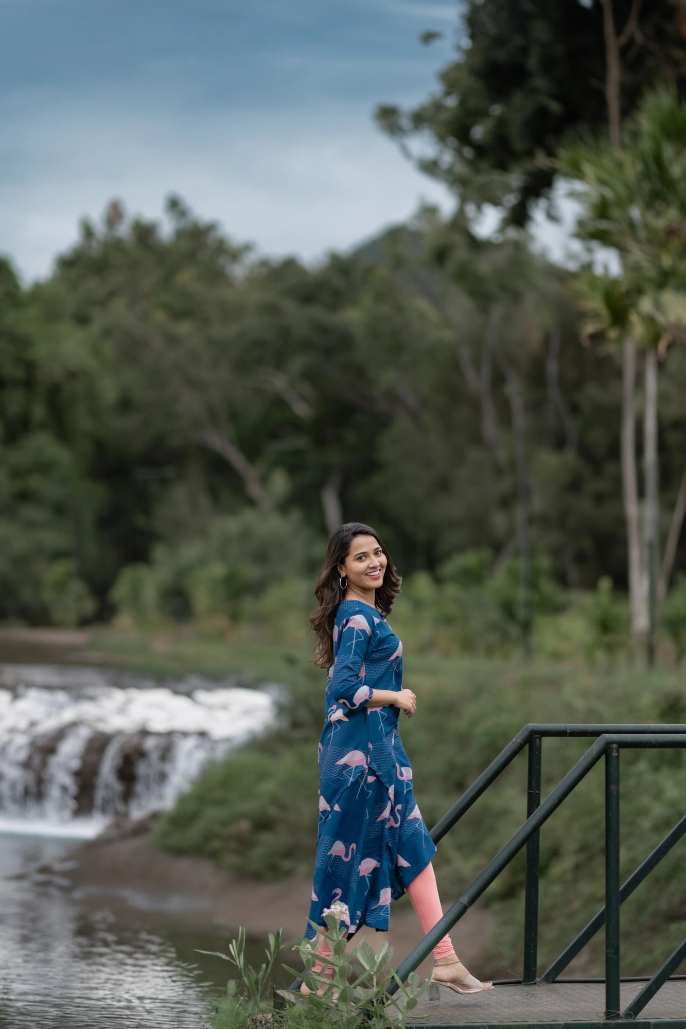 Blue Oh! Flamingo Viscose Printed Dress