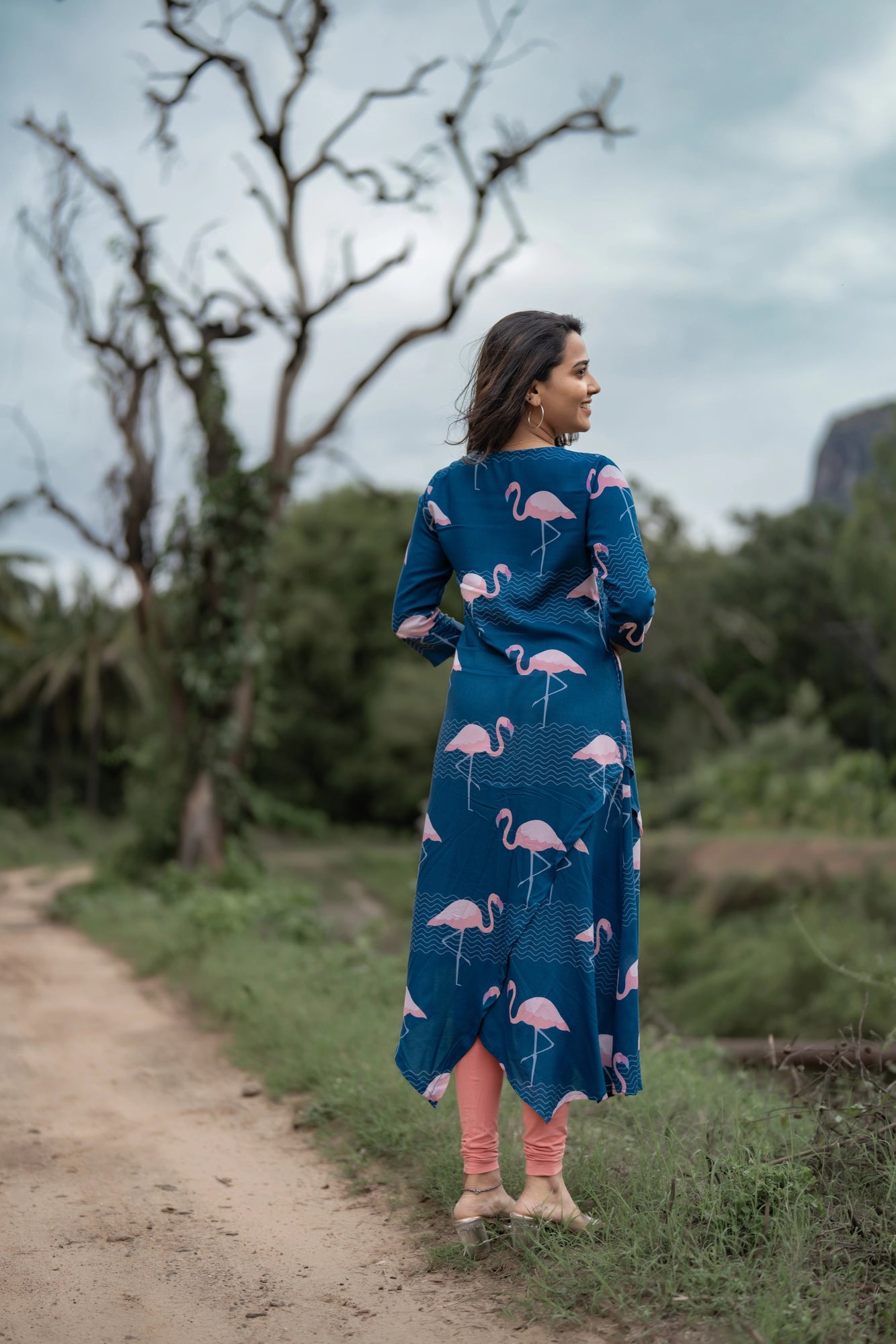 Blue Oh! Flamingo Viscose Printed Dress