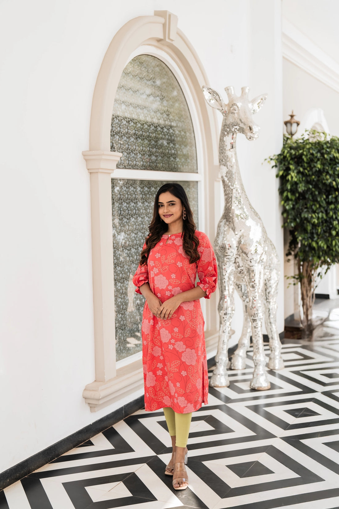 Rustic Orange Glory Viscose Printed Kurta