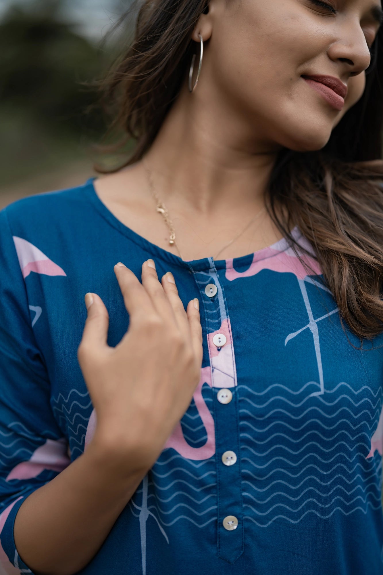 Blue Oh! Flamingo Viscose Printed Dress