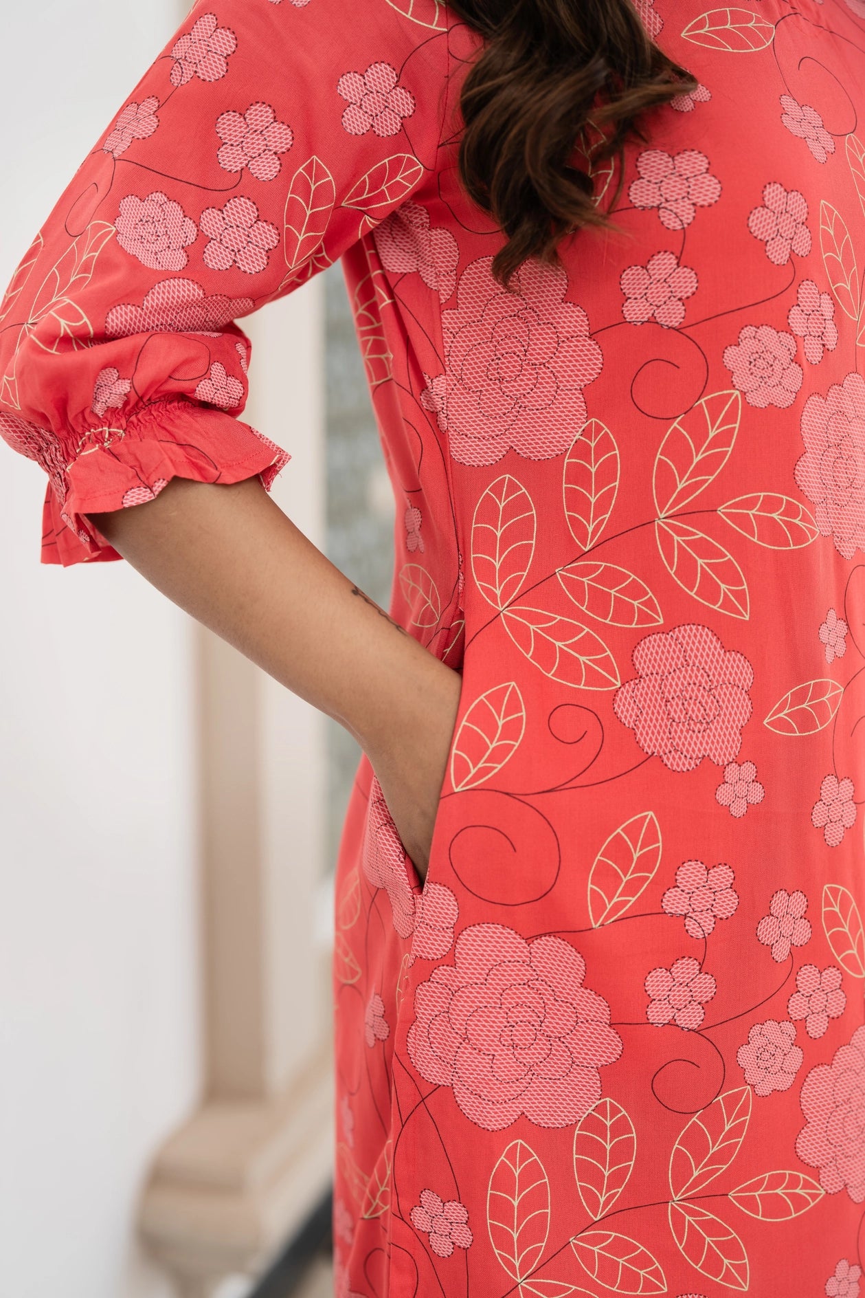 Rustic Orange Glory Viscose Printed Kurta