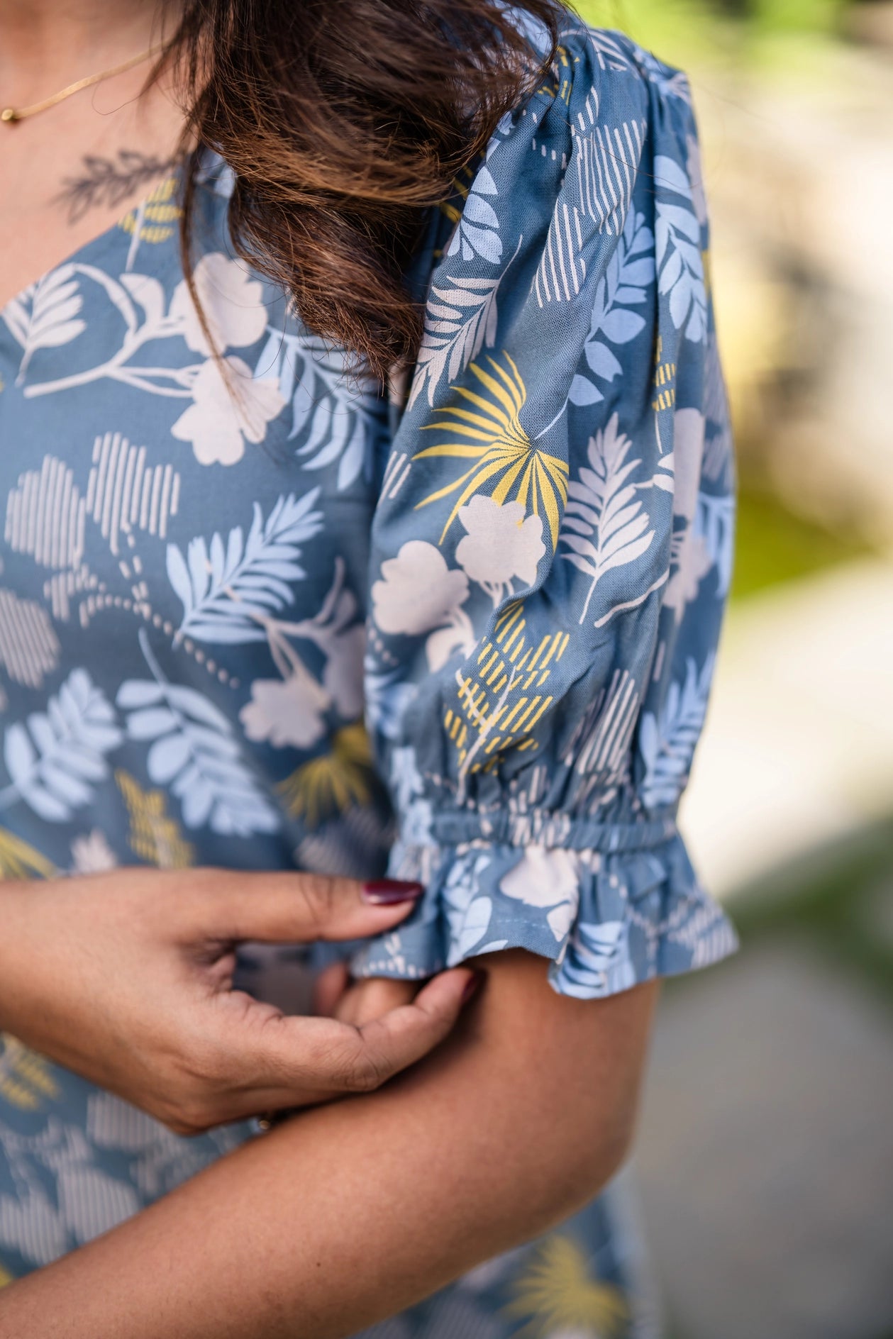 Blue Floral Story Viscose Printed Kurta