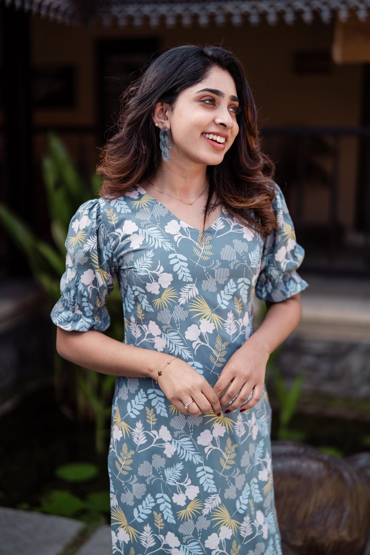 Blue Floral Story Viscose Printed Kurta