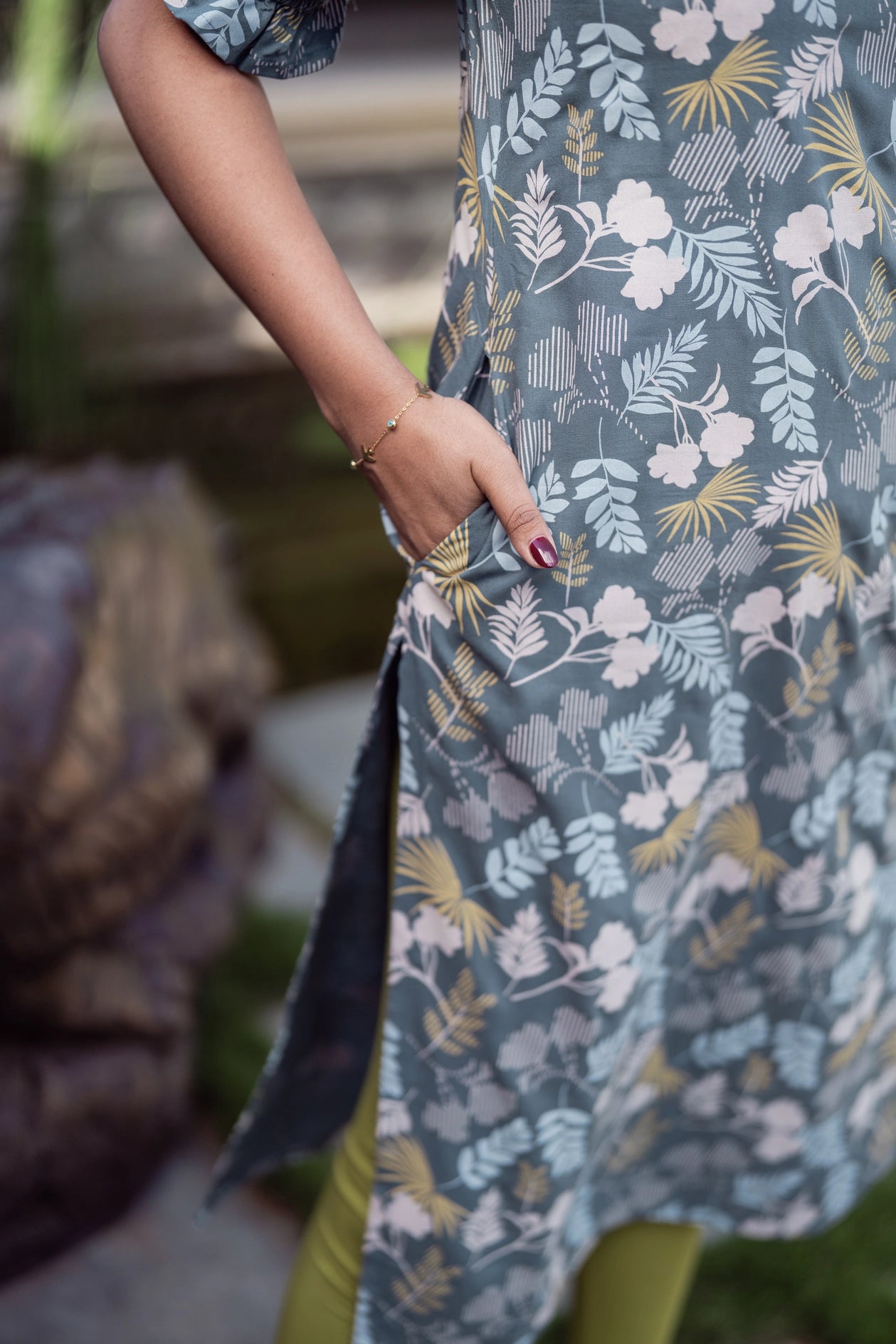 Blue Floral Story Viscose Printed Kurta
