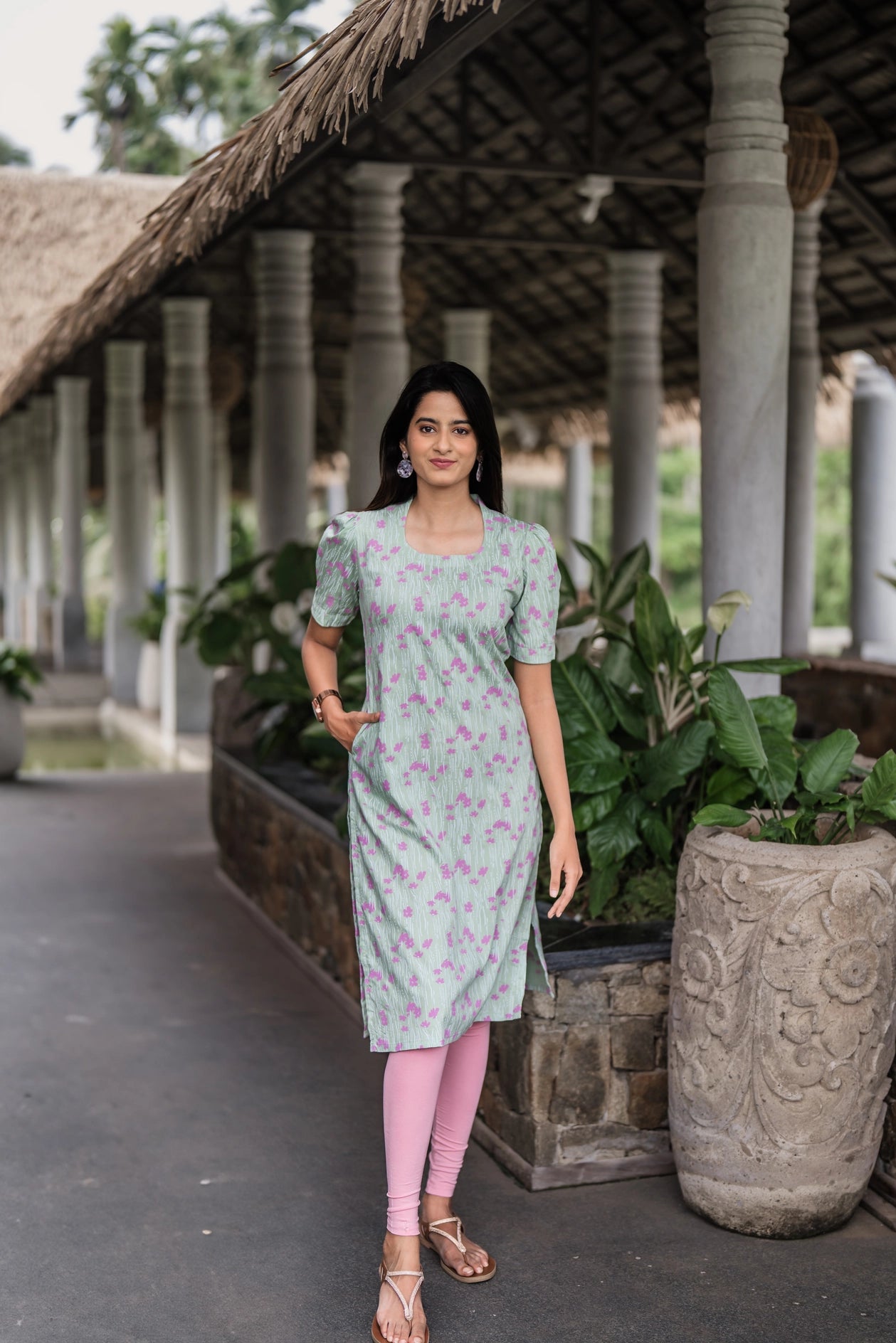 Green Springtime Viscose Printed Kurta