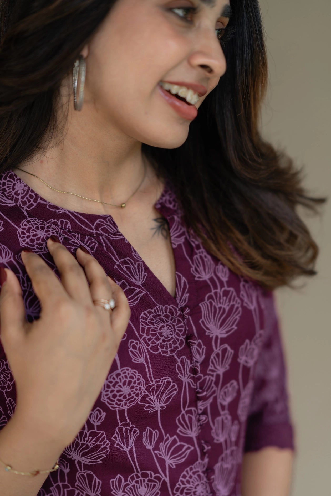 Plum Dalia Viscose Printed A-line Dress