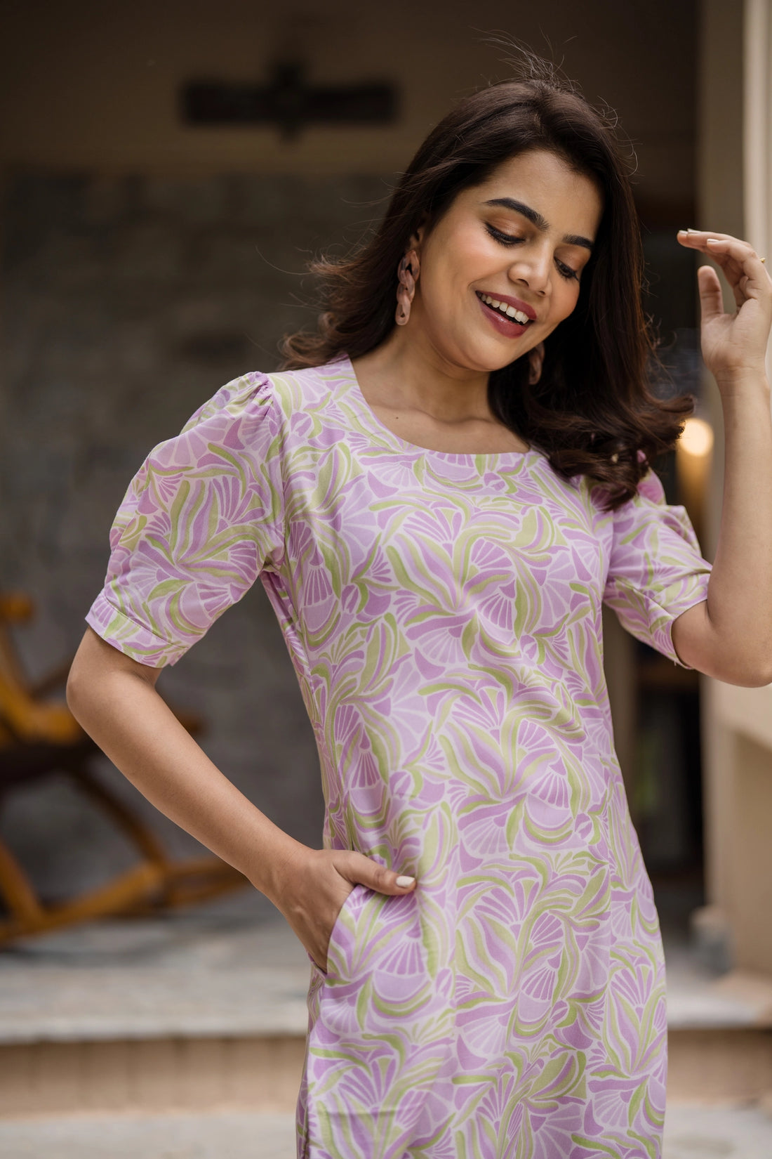 All Blooms Pink Viscose Printed Kurta