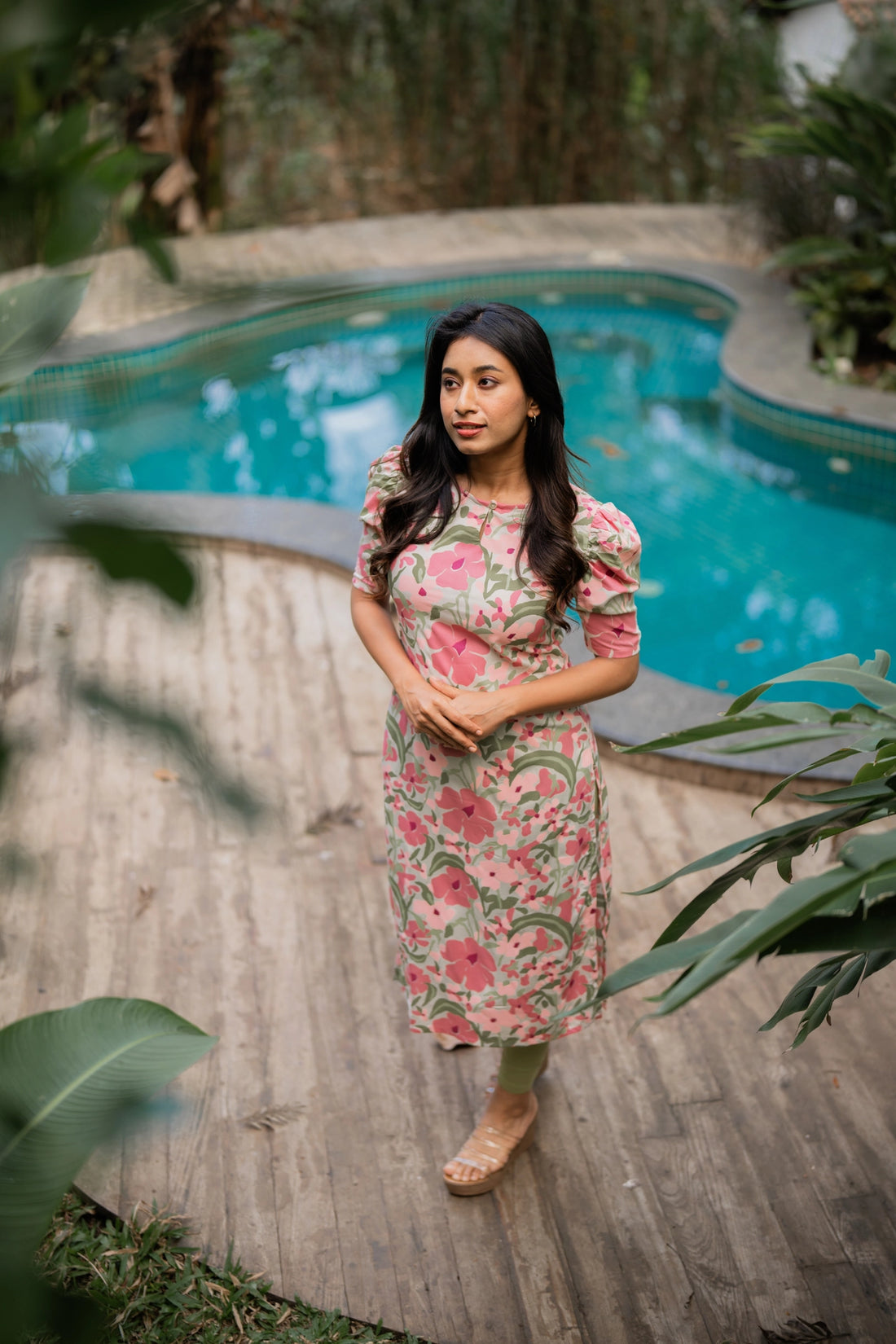 Beige Into the Blossom Printed Viscose Kurta