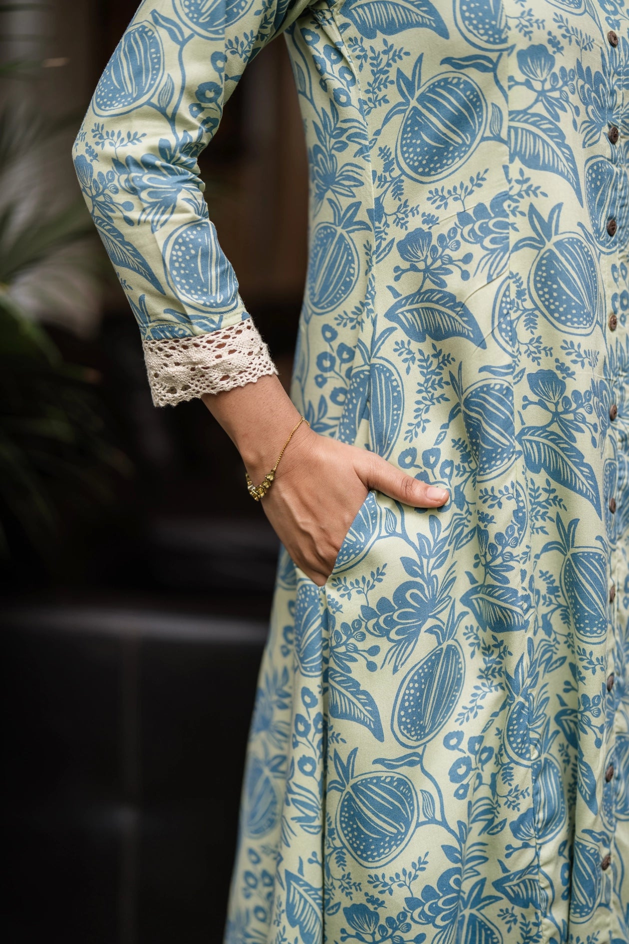 Pastel Green Timeless Pomo Viscose Printed A-line Dress