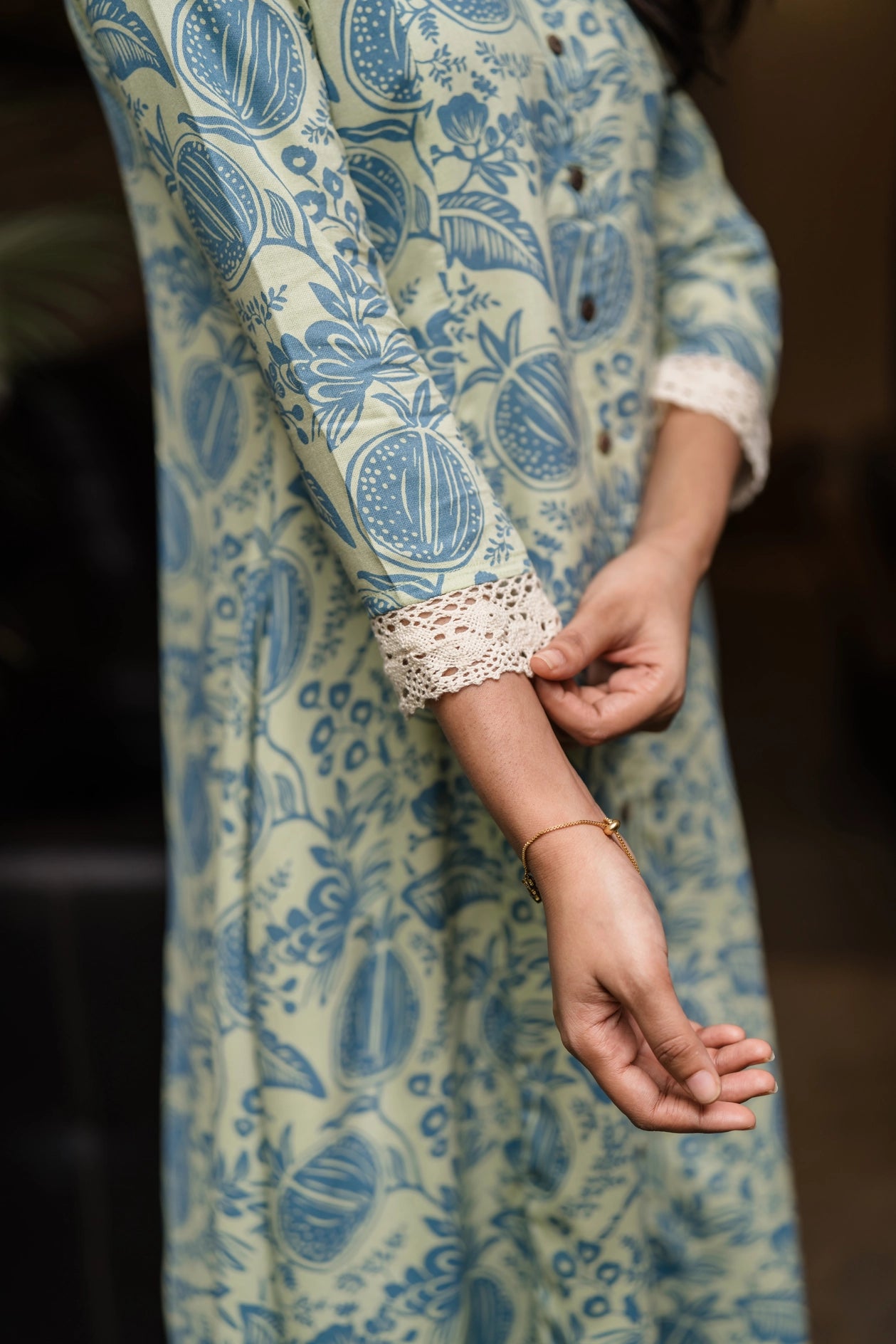 Pastel Green Timeless Pomo Viscose Printed A-line Dress