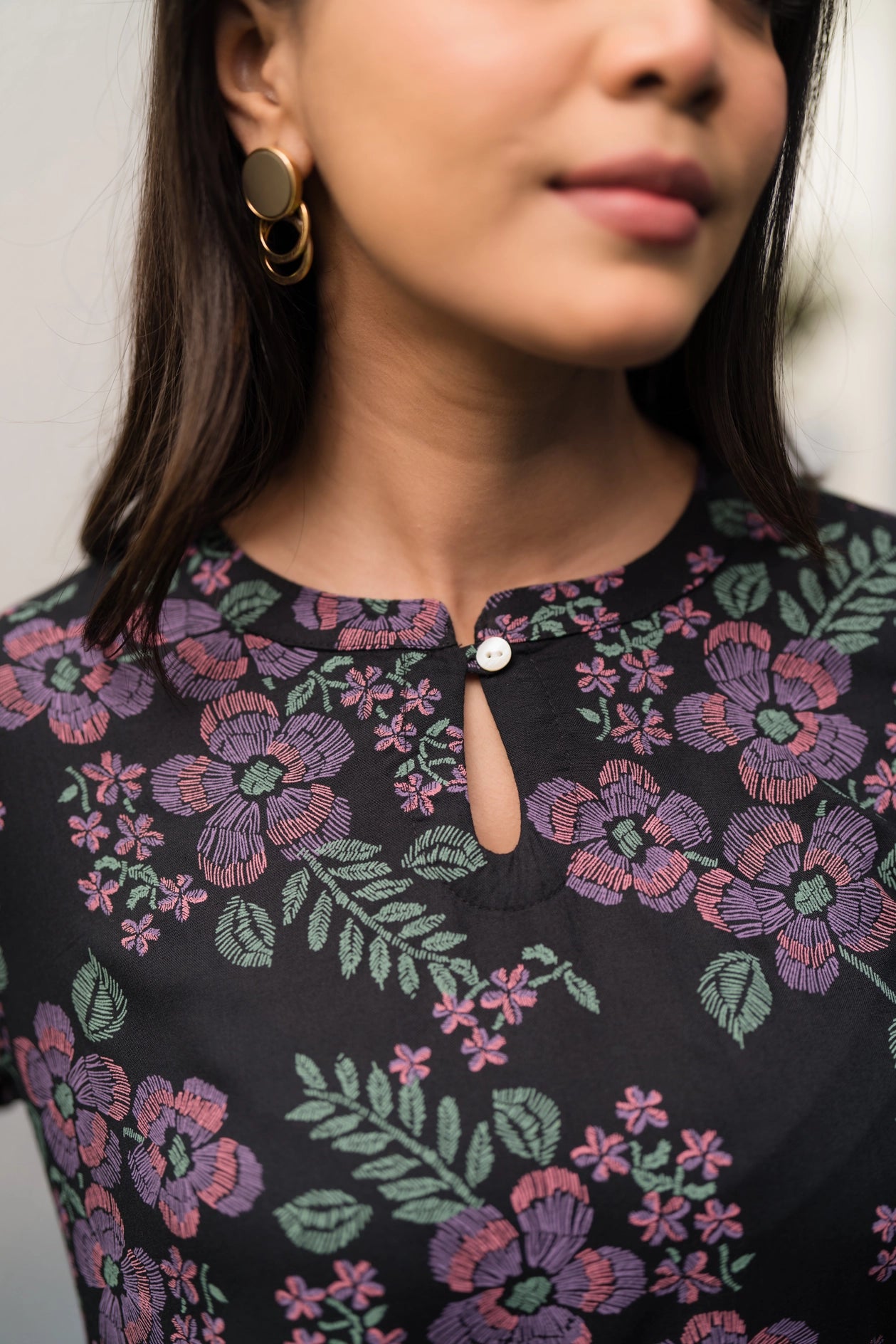 Black Midnight Muse Viscose Printed Kurta