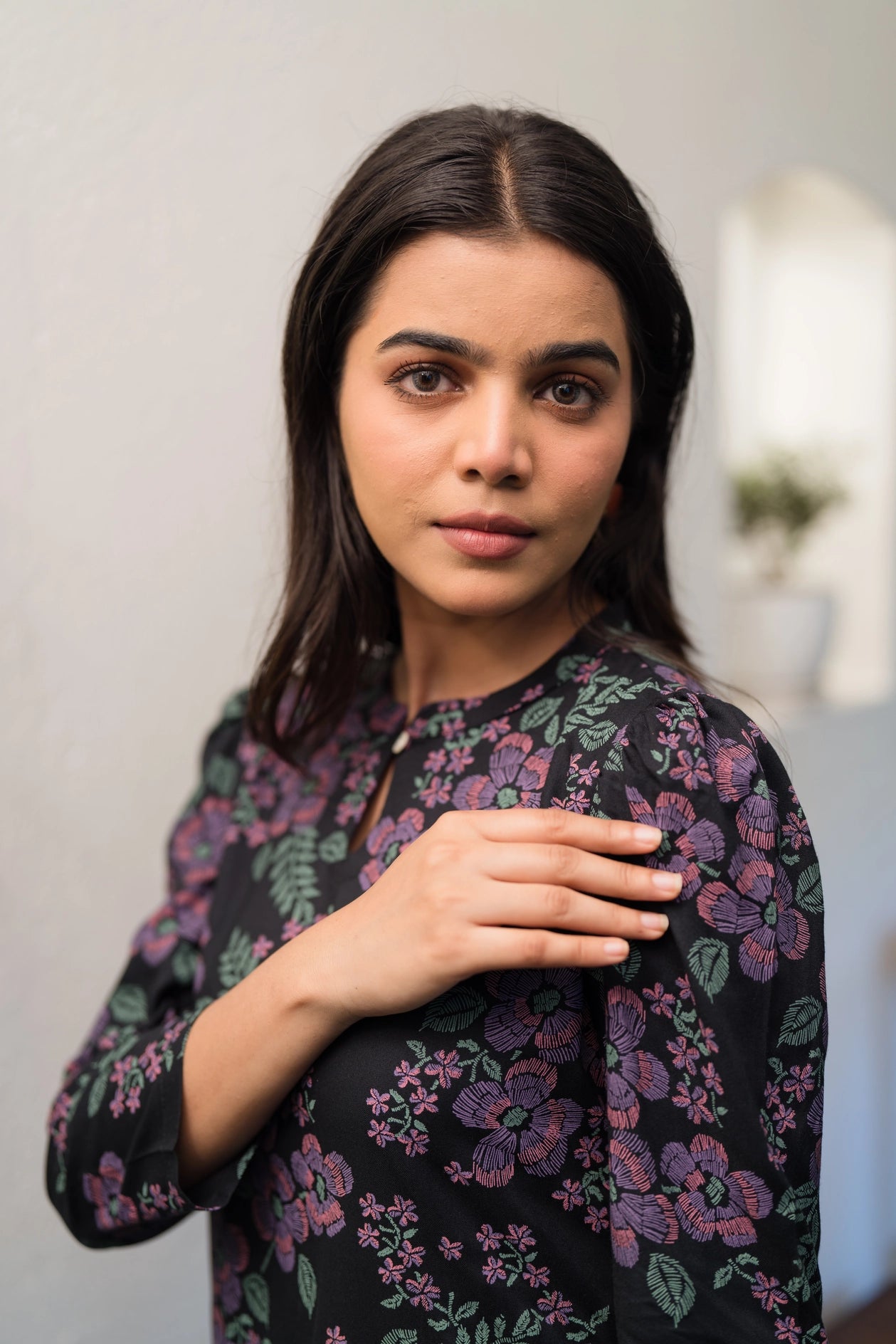 Black Midnight Muse Viscose Printed Kurta